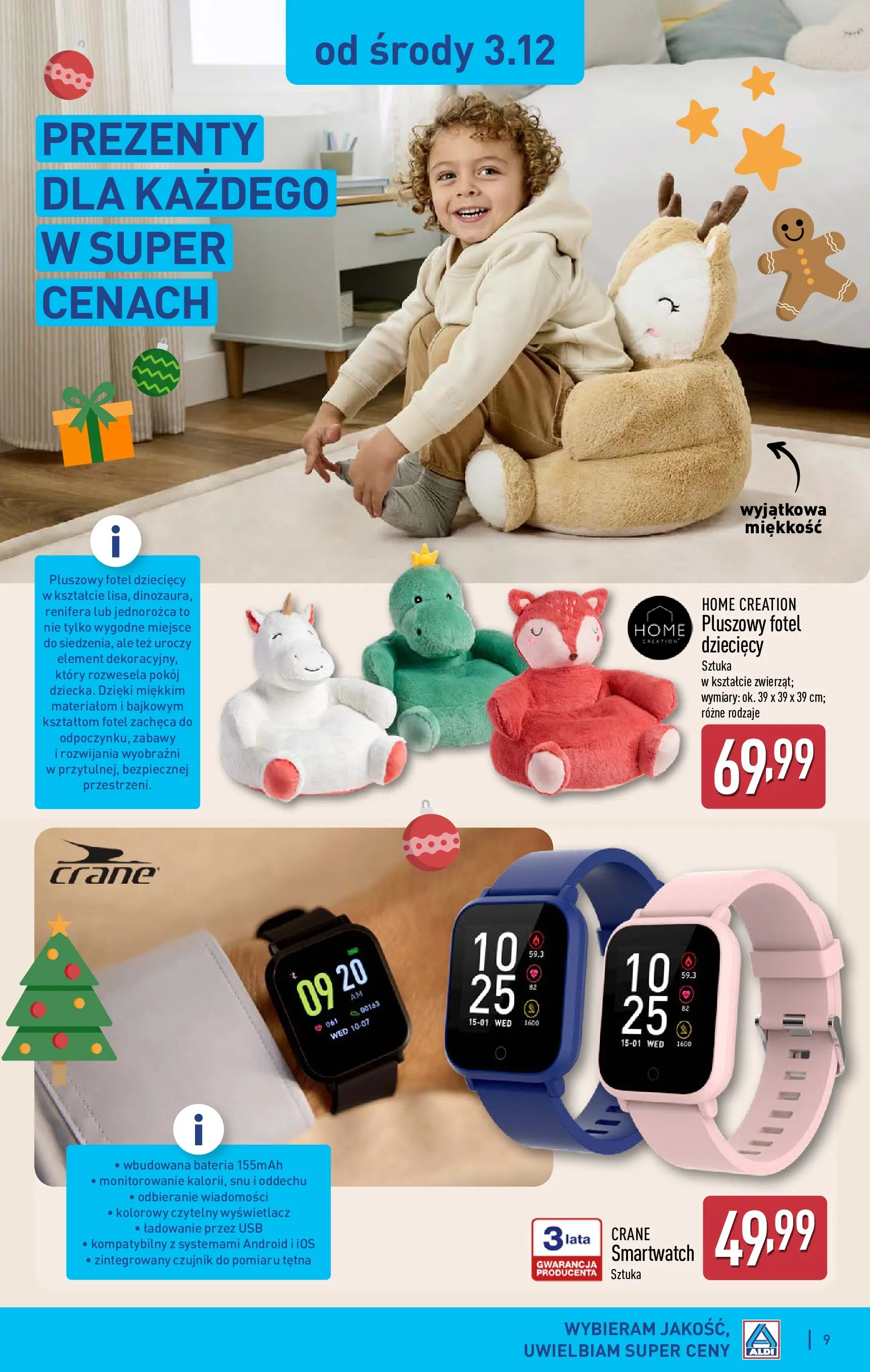 Aldi Gazetka - Hity od Środy i od Soboty od 03.12.2025 - Ulotka PDF, promocje | Strona: 9 | Produkty: USB, Smartwatch, Fotel, Bateria