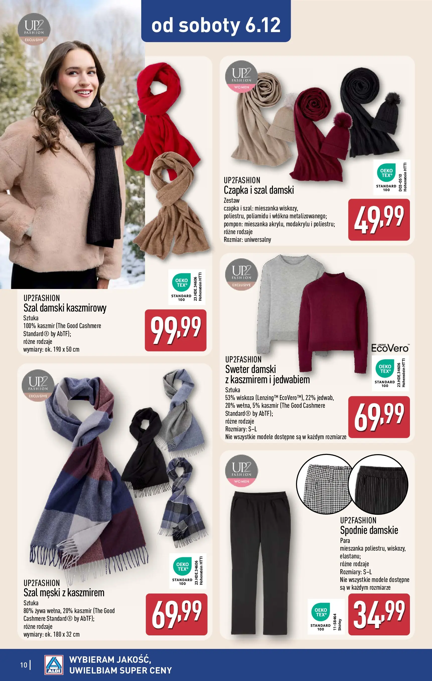 Aldi Gazetka - Hity od Środy i od Soboty od 03.12.2025 - Ulotka PDF, promocje | Strona: 10 | Produkty: Sweter, Spodnie, Szal, Czapka