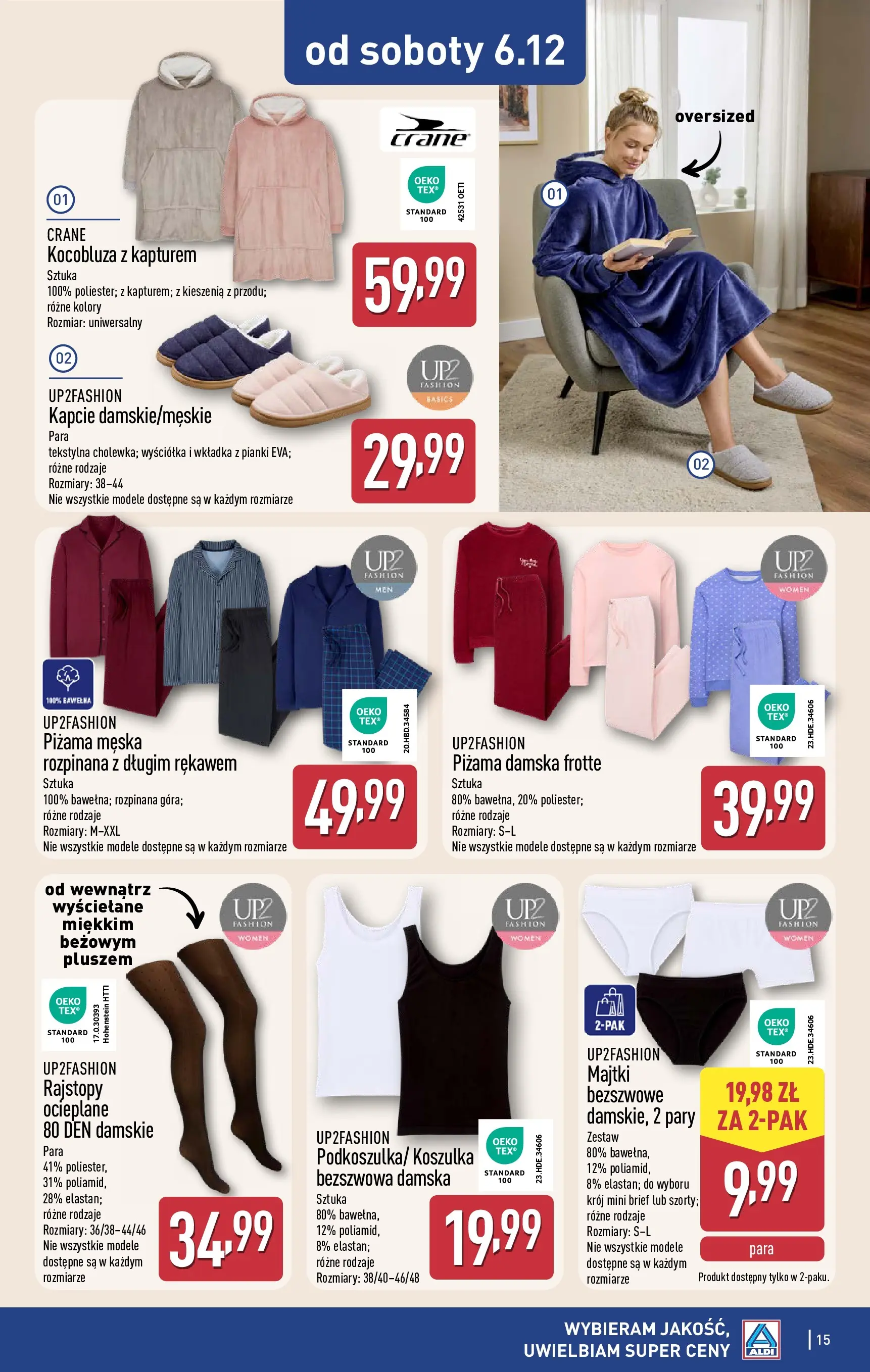 Aldi Gazetka - Hity od Środy i od Soboty od 03.12.2025 - Ulotka PDF, promocje | Strona: 15 | Produkty: Majtki, Piżama, Kapcie, Rajstopy