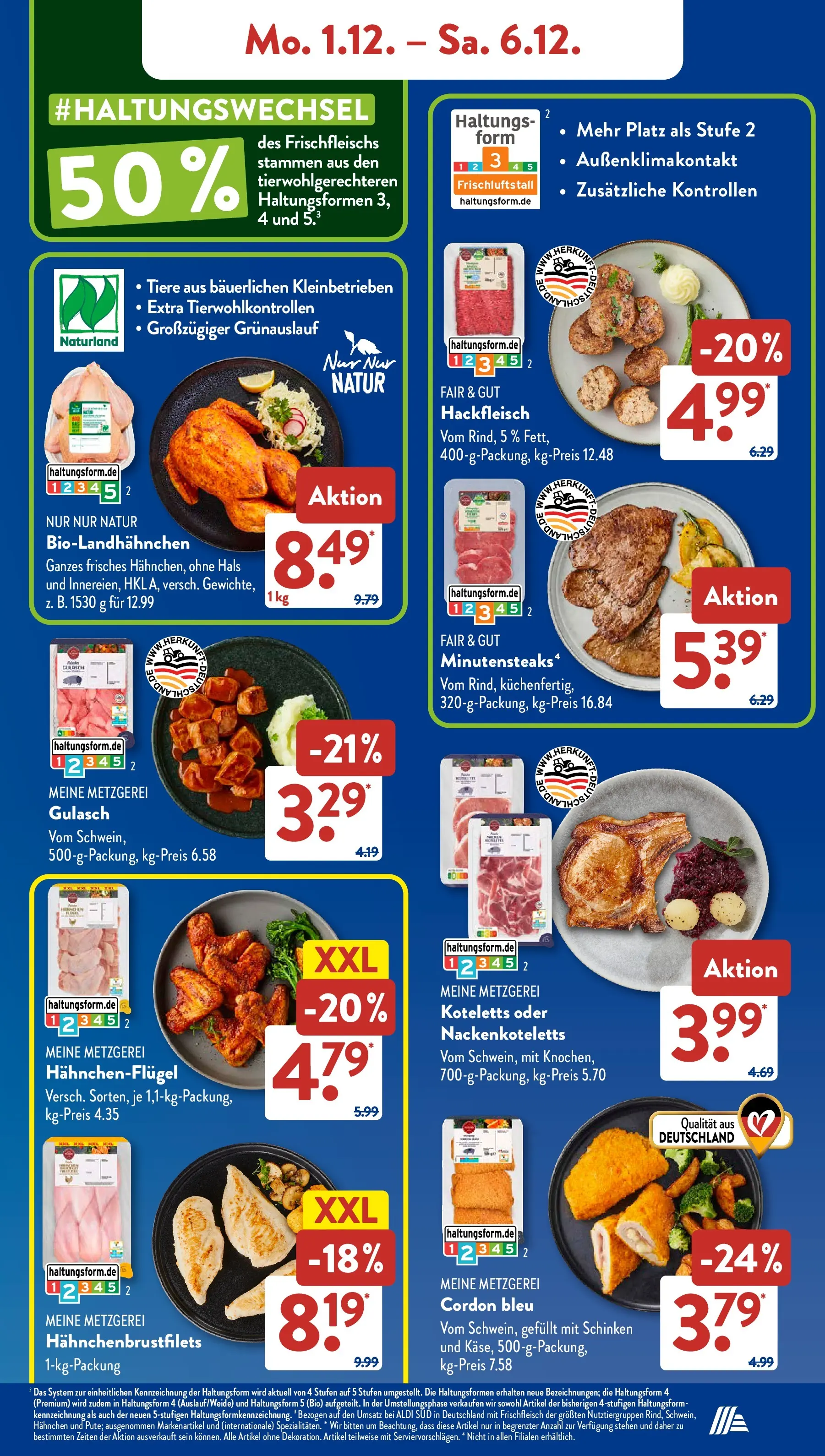 Aldi Süd - Aldi Süd: Wochenangebote (ab 30.11.2025) zum Blättern | Seite: 5 | Produkte: Hahnchen, Gulasch, Schinken, Hackfleisch