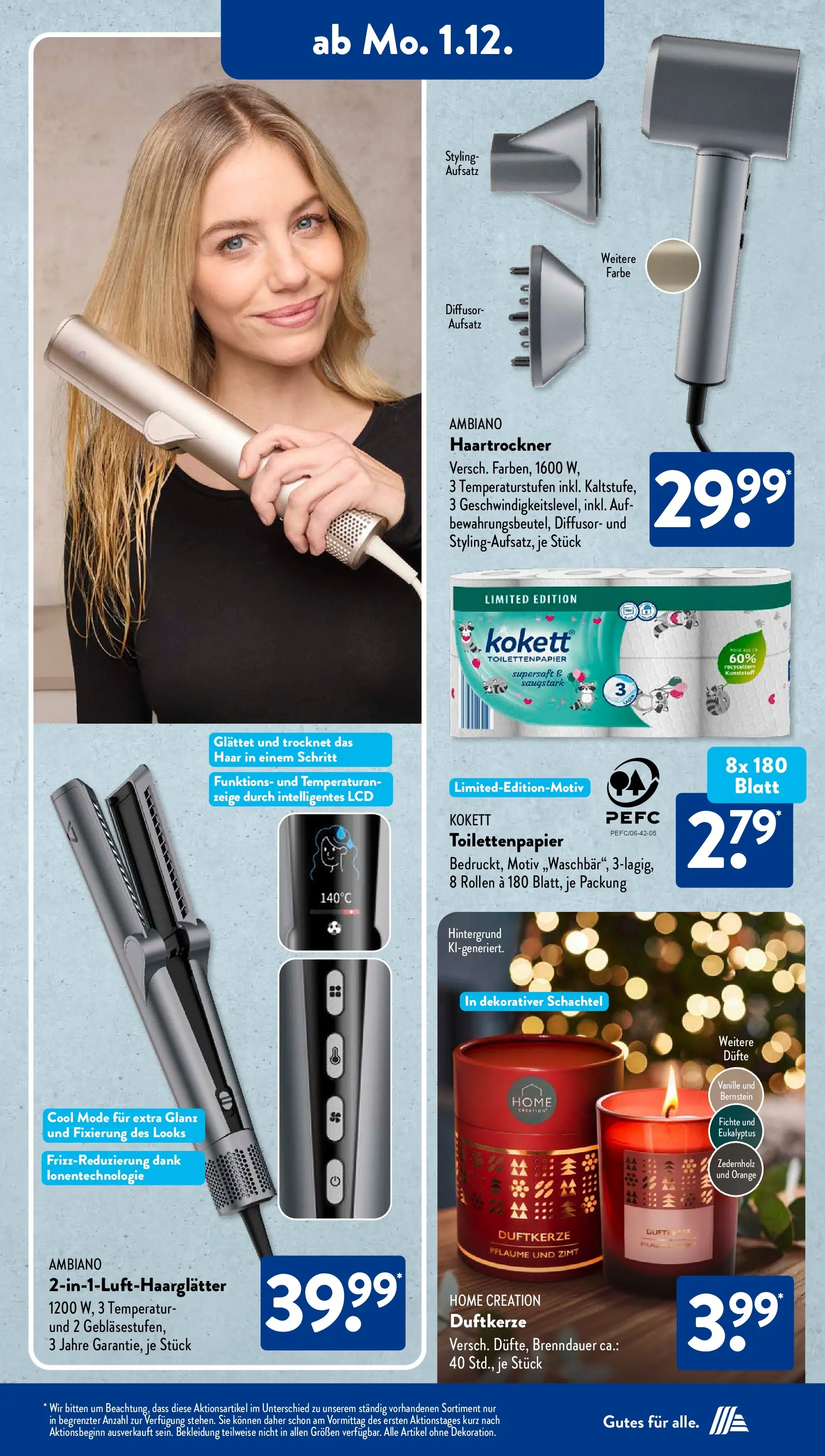 Aldi Süd - Aldi Süd: Wochenangebote (ab 30.11.2025) zum Blättern | Seite: 17 | Produkte: Duft, Bekleidung, Home creation, Toilettenpapier