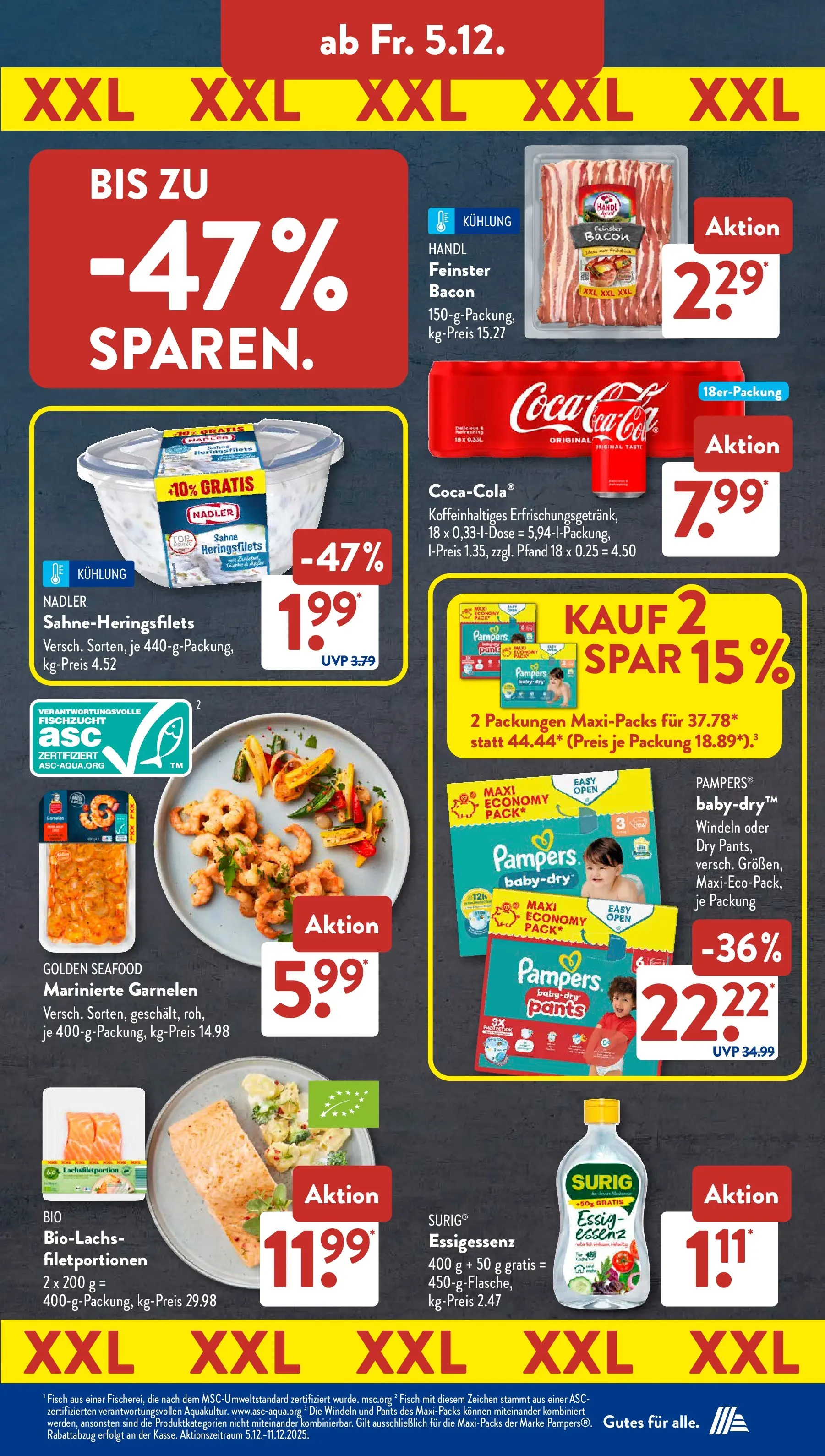 Aldi Süd - Aldi Süd: Wochenangebote (ab 30.11.2025) zum Blättern | Seite: 30 | Produkte: Essig, Pampers, Garnelen, Fisch