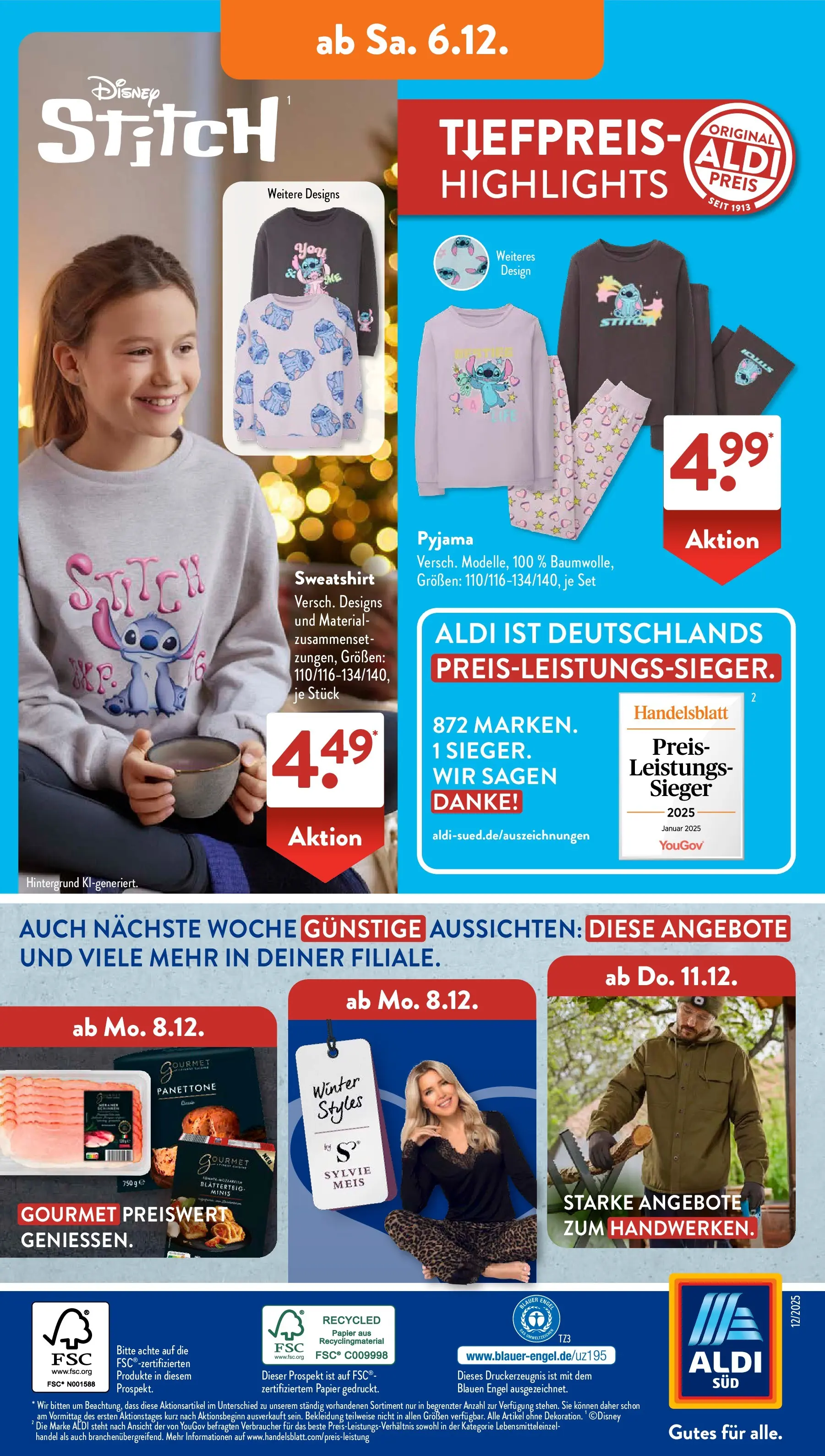 Aldi Süd - Aldi Süd: Wochenangebote (ab 30.11.2025) zum Blättern | Seite: 33 | Produkte: Sweatshirt, Bekleidung, Pyjama