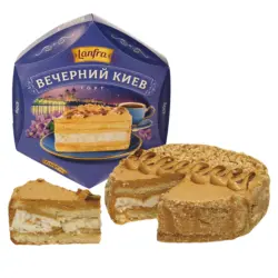 Luftige Torte mit karamellisierter gezuckerter Kondensmilch und gerösteten Erdnüssen, tiefgefroren