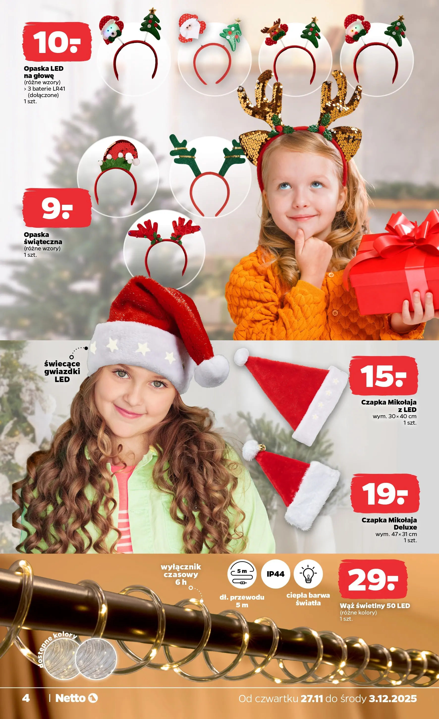 Netto - NETTO T48B Non Food ważne do 3.12 od 26.11.2025 - Aktualne promocje | Strona: 4 | Produkty: Czapka, Czapka mikołaja, Baterie