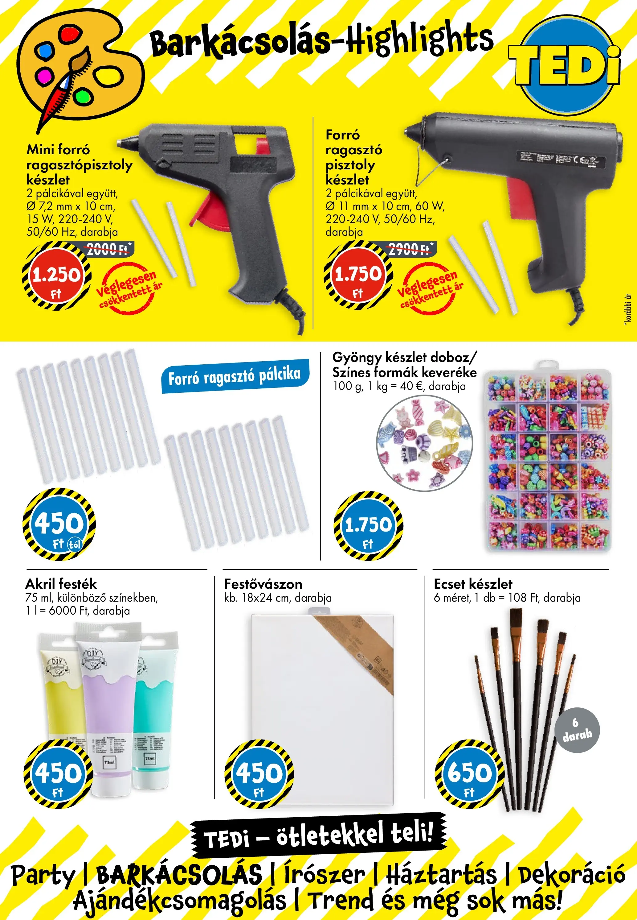 TEDi Akciós újság Győr - 2025.11.28. -tól/töl > akció, lapozható szórólap 🛍️ | Oldal: 12 | Termékek: Ragasztó, Ragasztópisztoly, Festővászon, Dekoráció