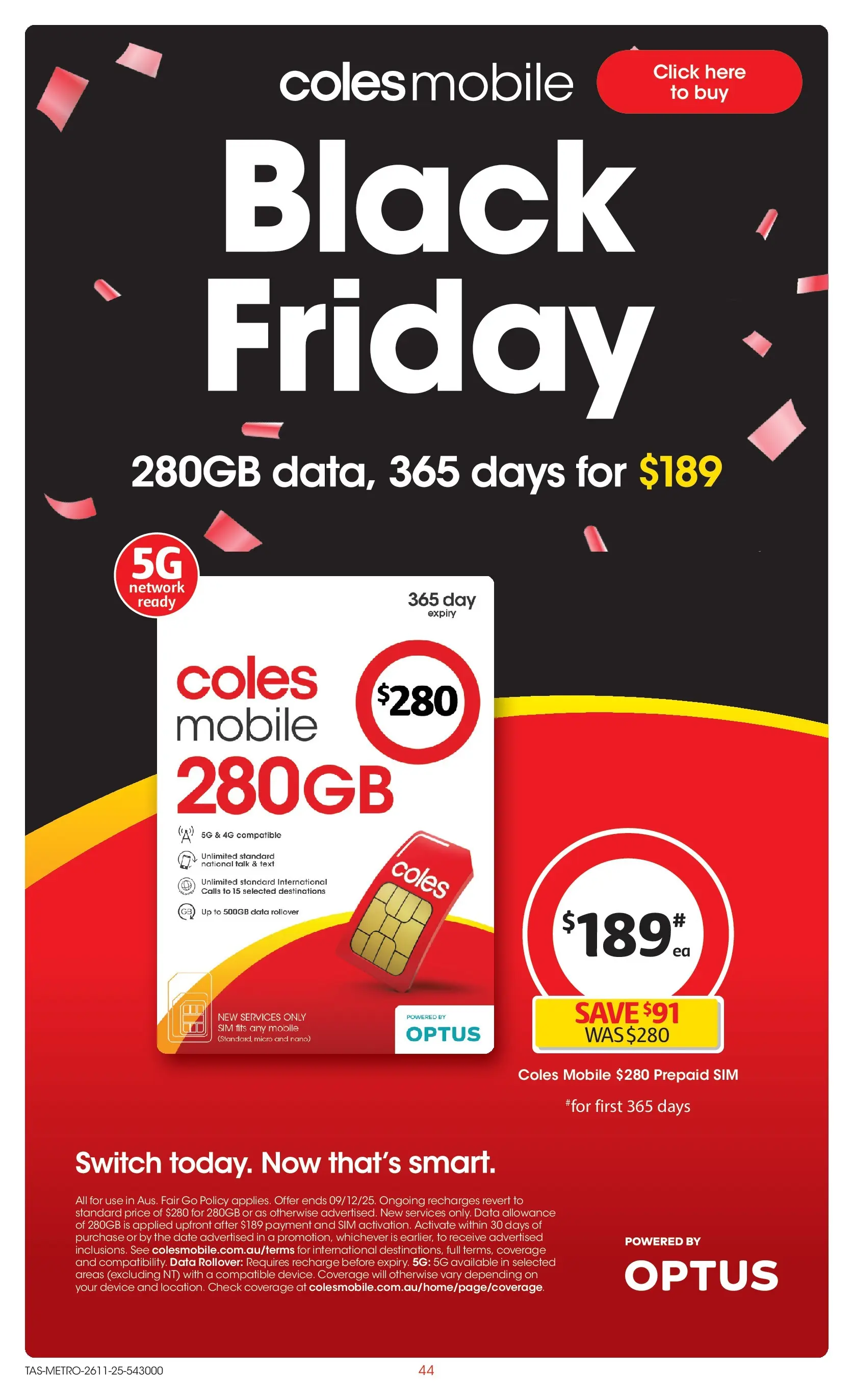 ﻿﻿Coles catalogue valid from 26/11/2025 > Online Australia | Page: 44 | Products: Decor, Toilet paper, Date, Mobile