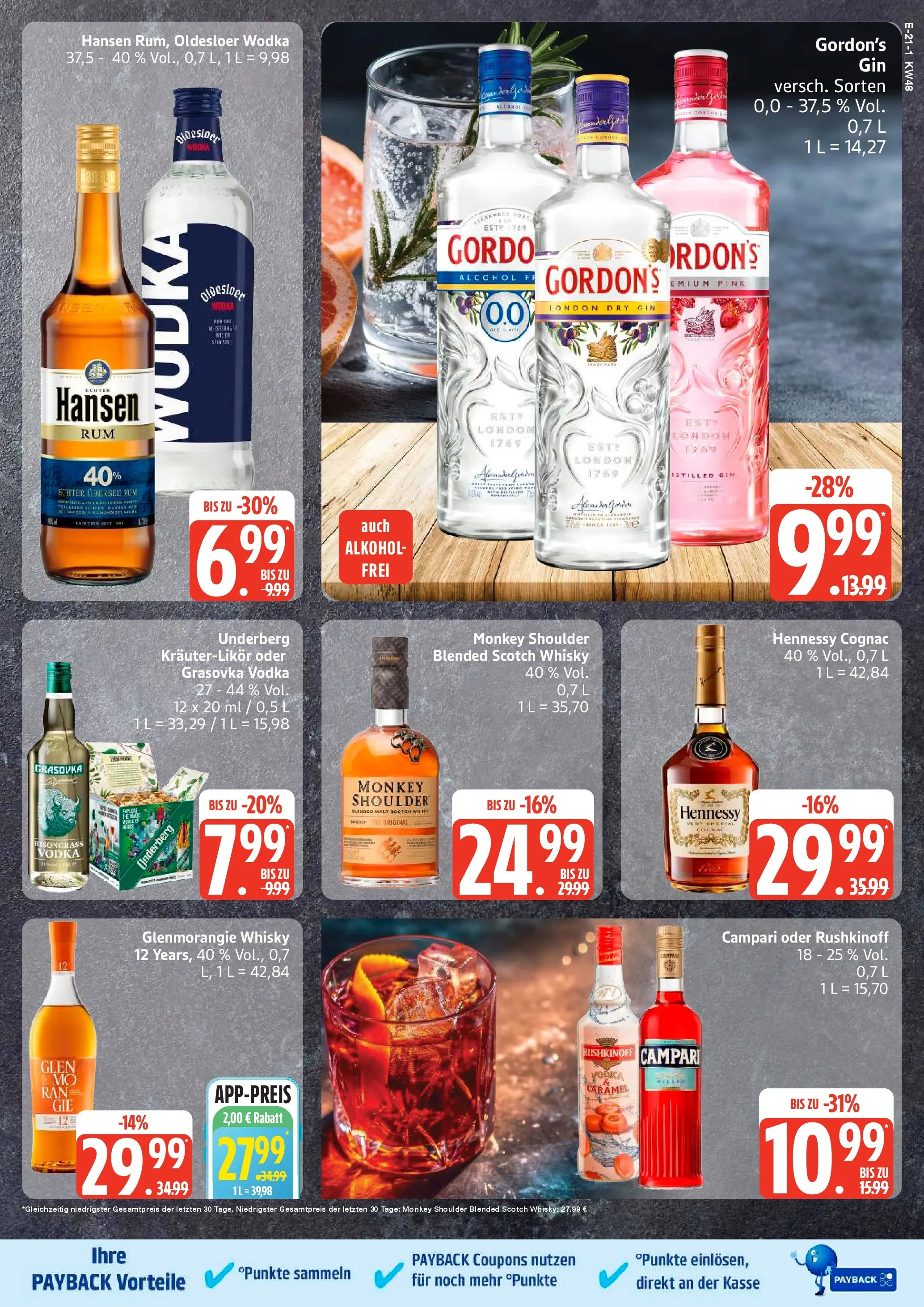 Edeka prospekt Ratzeburg	 (ab 24.11.2025) » Angebote Online | Seite: 27 | Produkte: Gordon's gin, Campari, Rum, Oldesloer