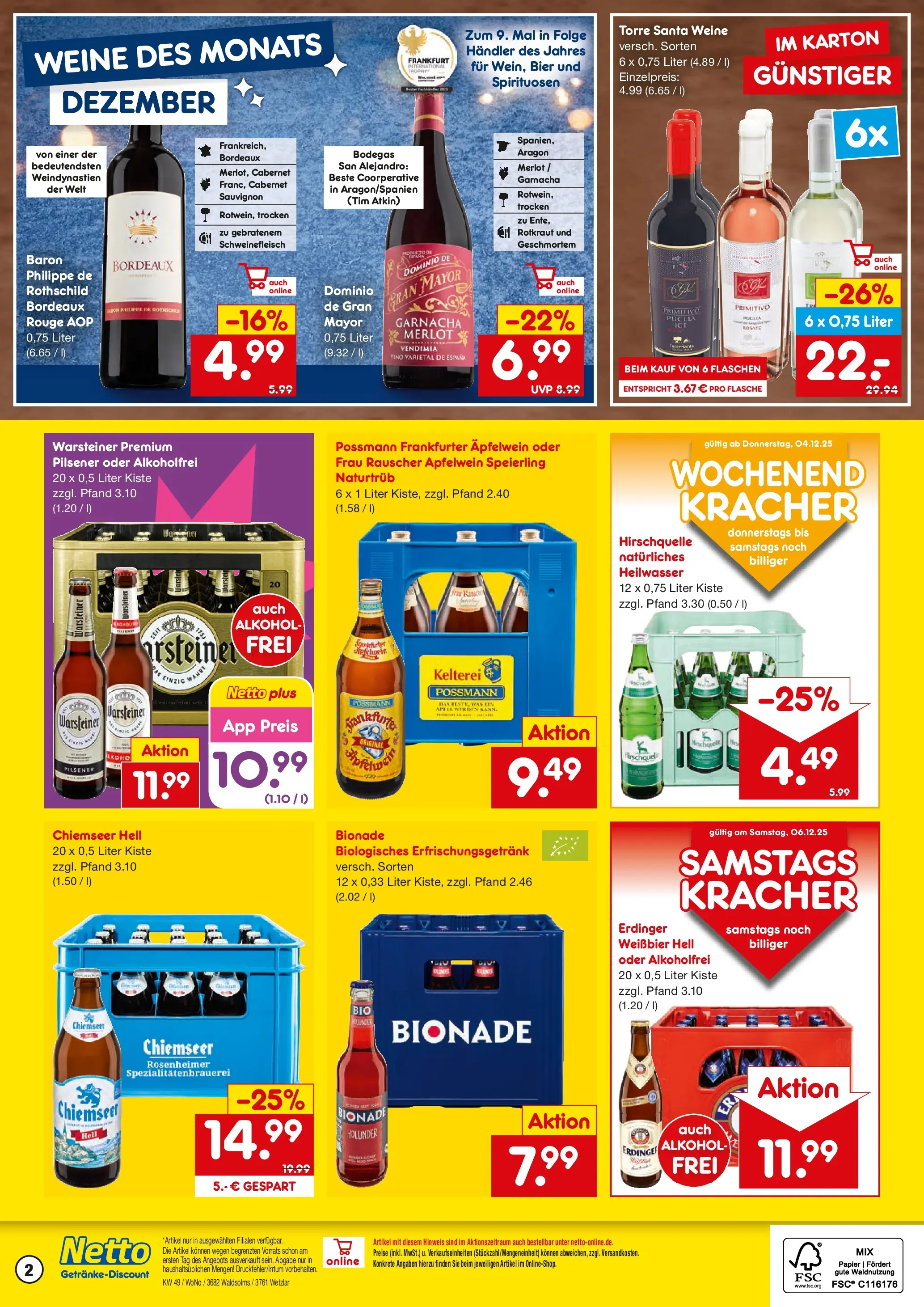 Netto Marken-Discount prospekt Wetzlar-Naunheim	 (ab 01.12.2025) » Angebote | Seite: 2 | Produkte: Erdinger, Bier, Weißbier, Bionade