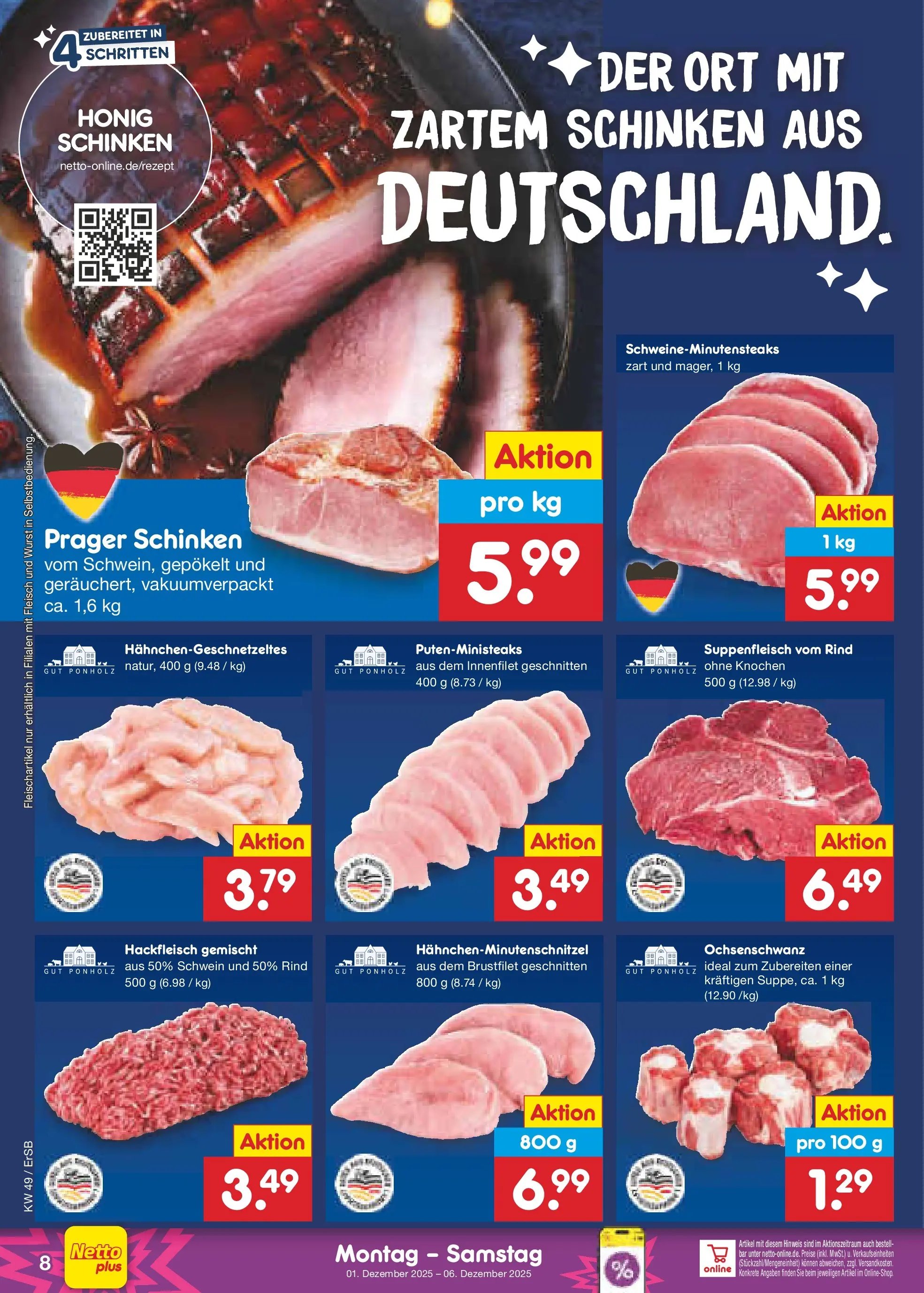 Netto Marken-Discount prospekt Nordhausen	 (ab 30.11.2025) » Angebote | Seite: 8 | Produkte: Suppenfleisch, Wurst, Fleisch, Hackfleisch