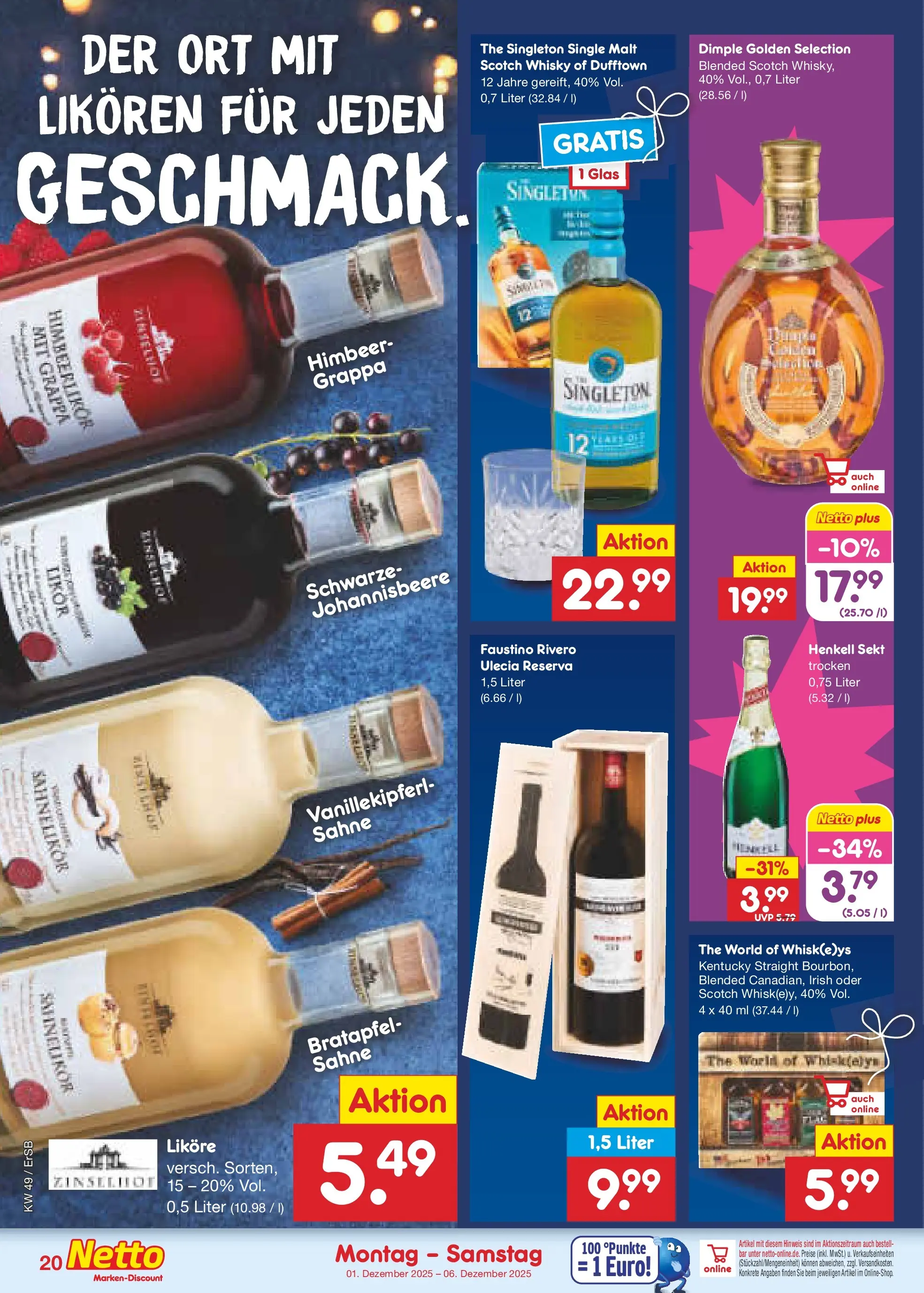 Netto Marken-Discount prospekt Nordhausen	 (ab 30.11.2025) » Angebote | Seite: 26 | Produkte: Whisky, Sekt, Likör, Sahne