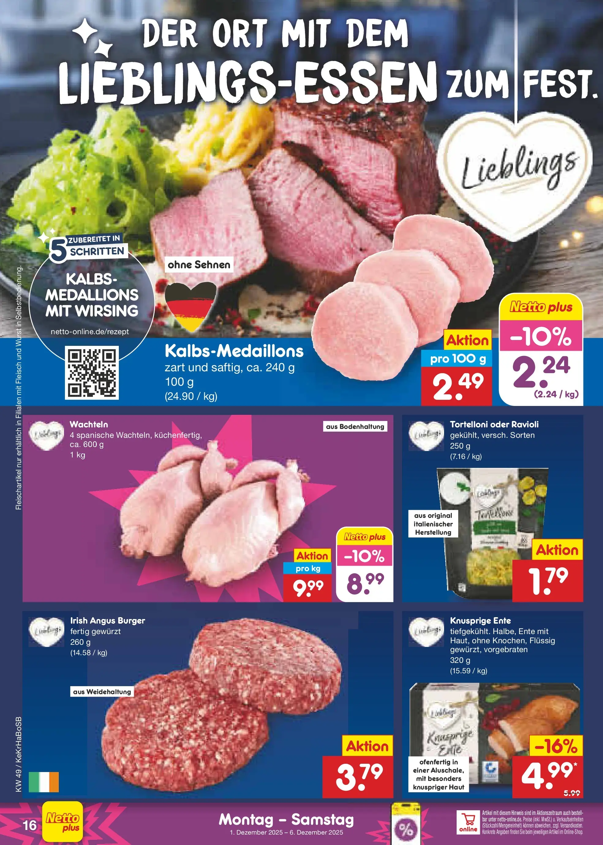 Netto Marken-Discount prospekt Schwerte-Geisecke	 (ab 01.12.2025) » Angebote | Seite: 18 | Produkte: Burger, Wurst, Fleisch, Ente