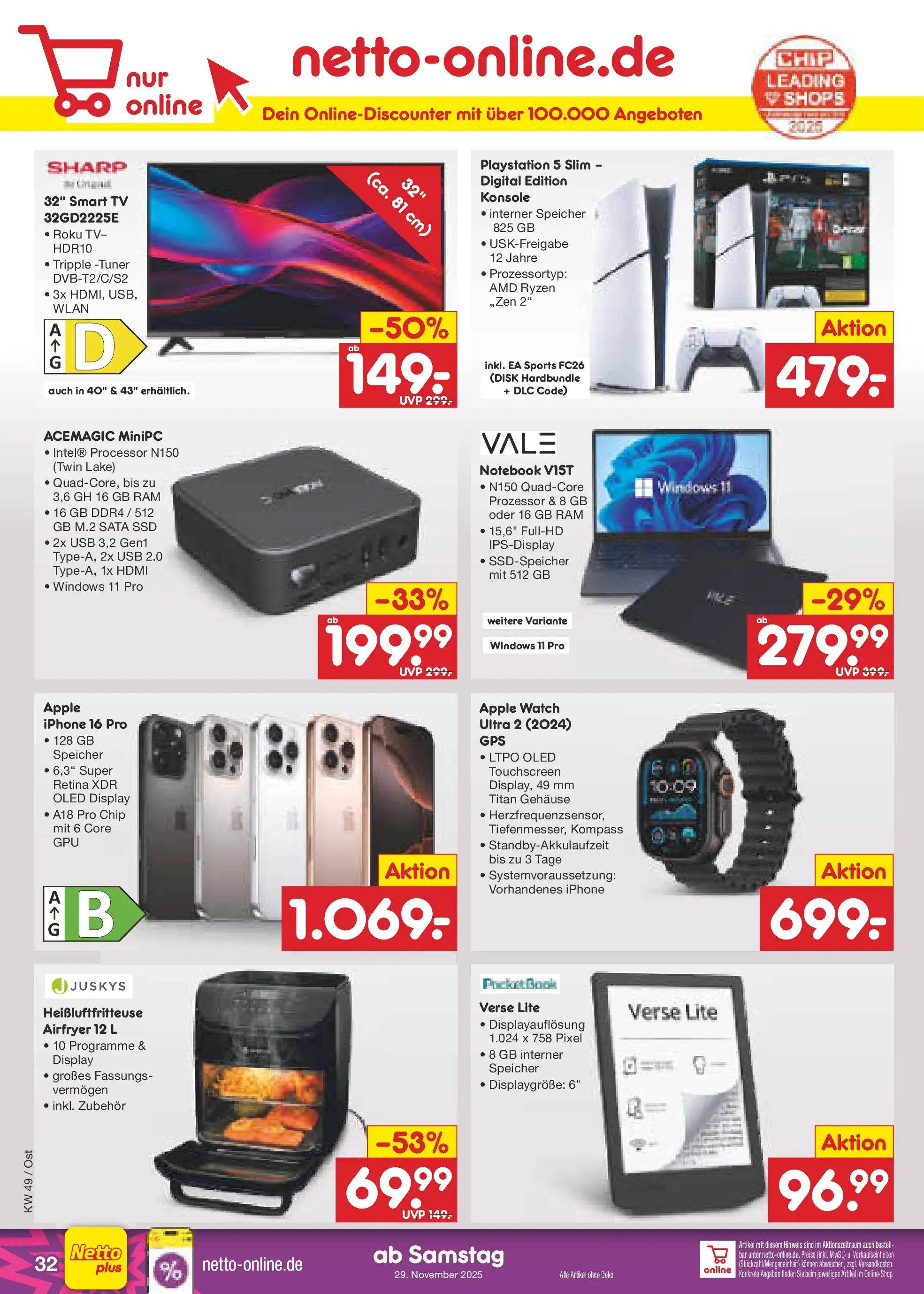 Netto Marken-Discount prospekt Nordhausen	 (ab 30.11.2025) » Angebote | Seite: 38 | Produkte: Apple watch, Smart TV, Apple, Notebook