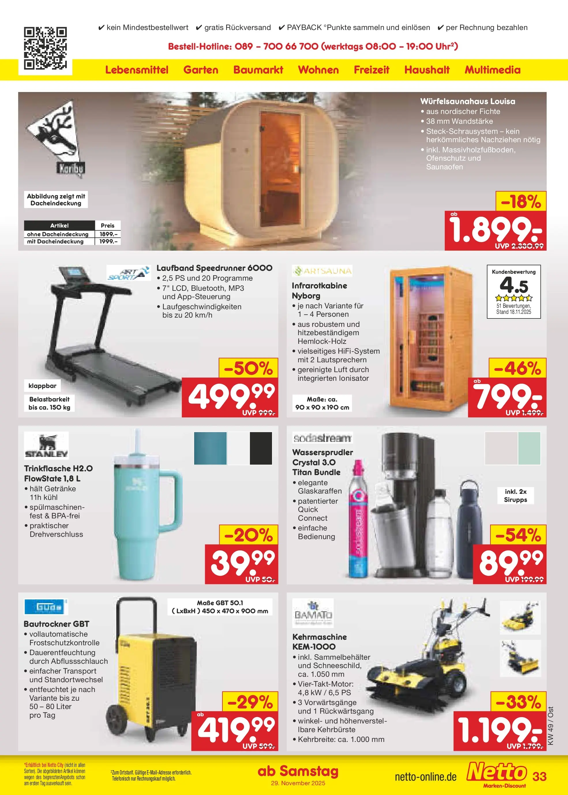Netto Marken-Discount prospekt Nordhausen	 (ab 30.11.2025) » Angebote | Seite: 39 | Produkte: Laufband, Sodastream, MP3