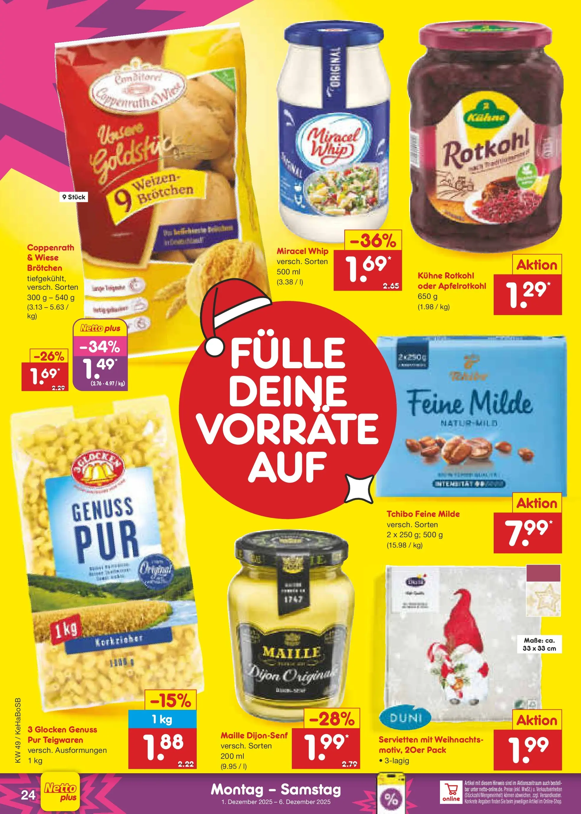 Netto Marken-Discount prospekt Schwerte-Geisecke	 (ab 01.12.2025) » Angebote | Seite: 26 | Produkte: Rotkohl, Miracel whip