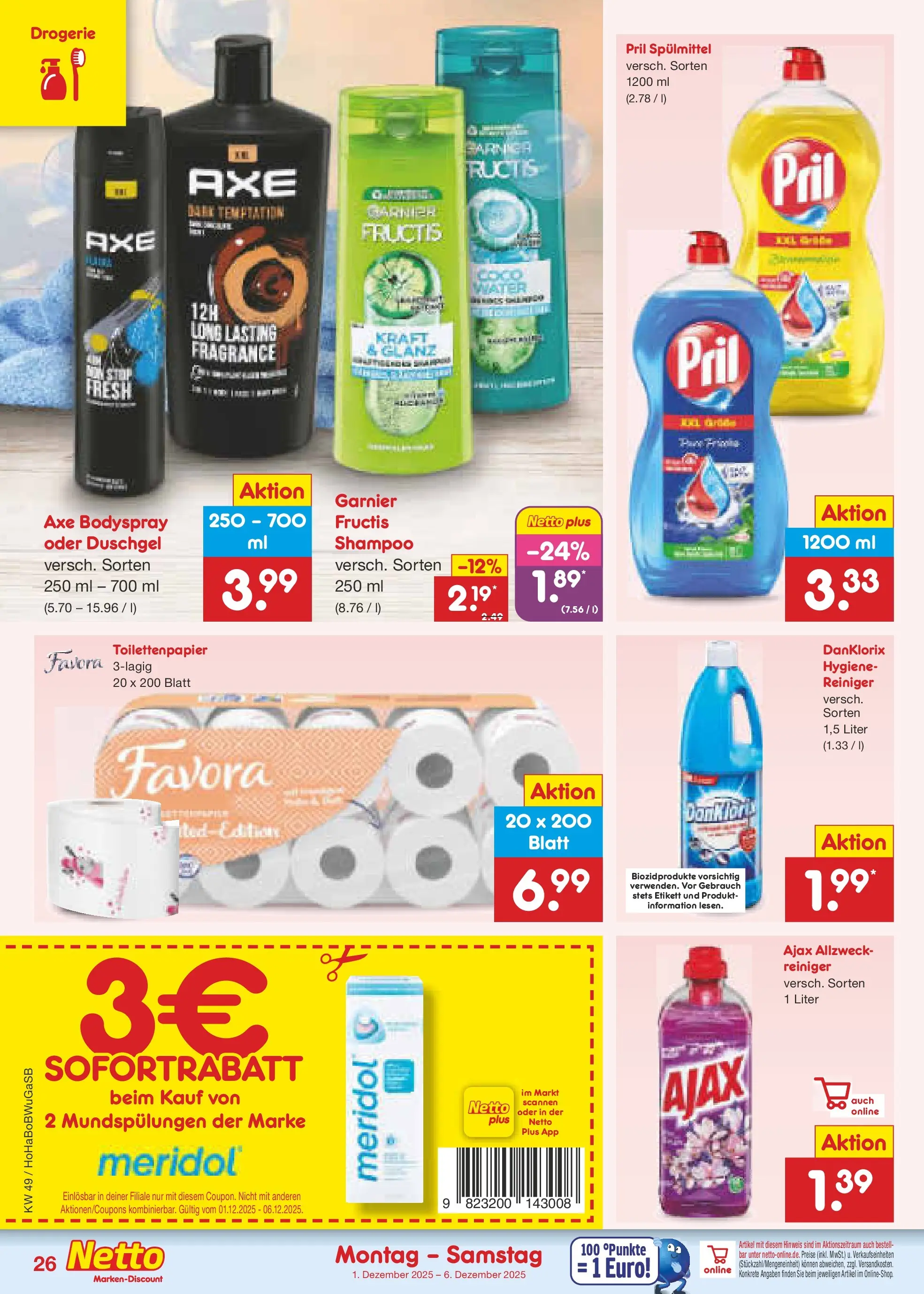 Netto Marken-Discount prospekt Bovenden	 (ab 01.12.2025) » Angebote | Seite: 28 | Produkte: Shampoo, Duschgel, Axe, Pril