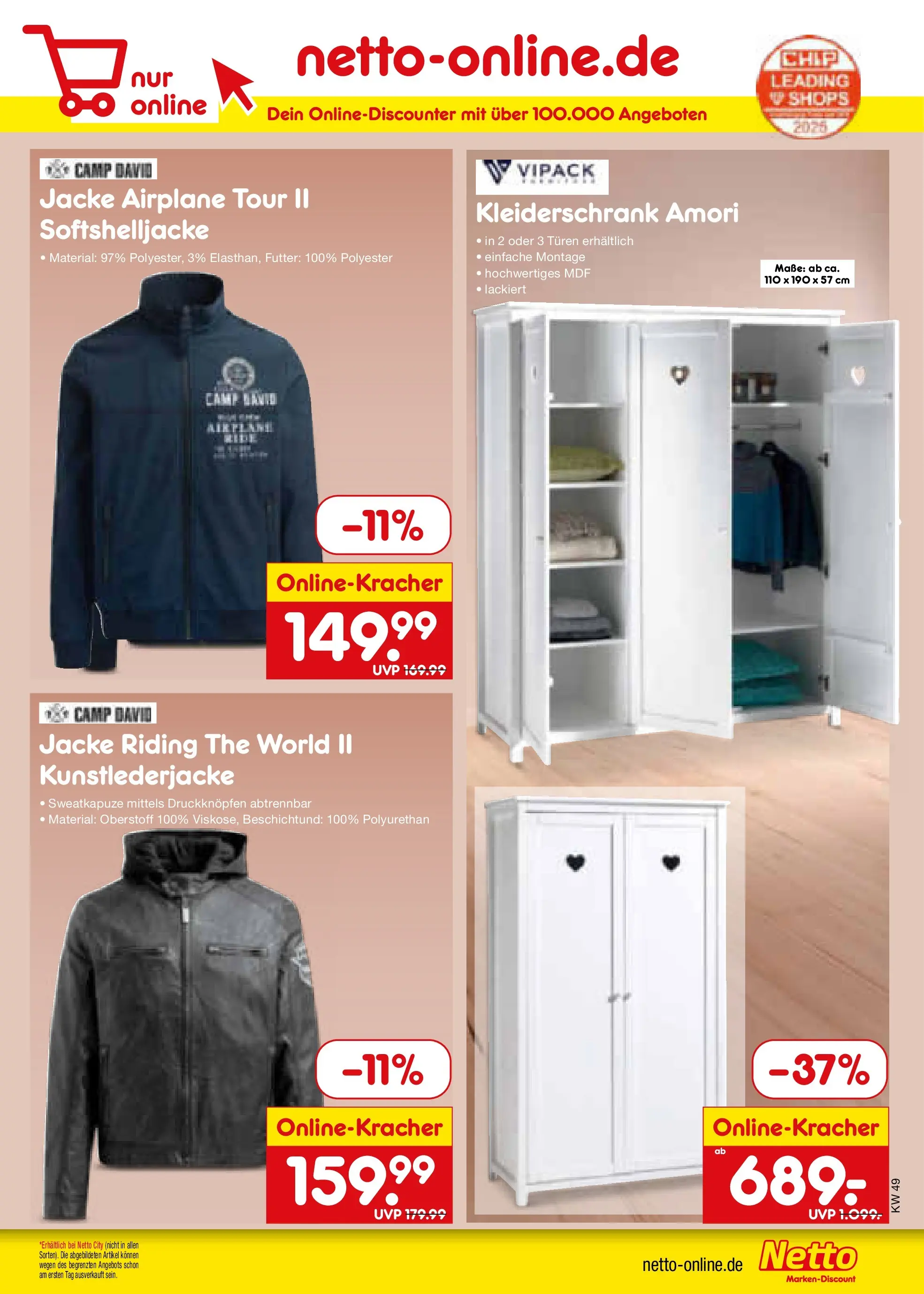 Netto Marken-Discount prospekt Gemmingen	 (ab 30.11.2025) » Angebote | Seite: 58 | Produkte: Kleiderschrank, Jacke