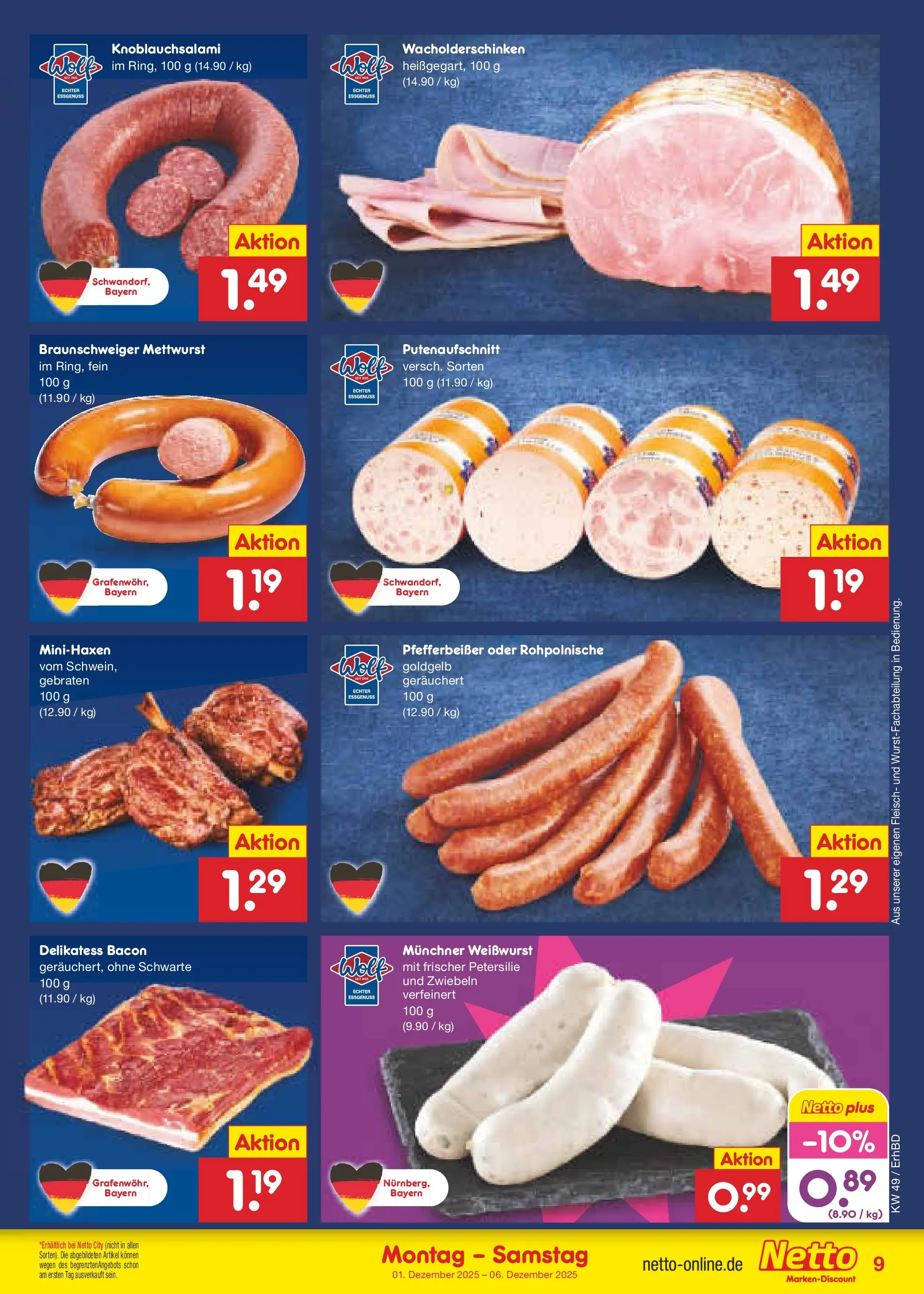 Netto Marken-Discount prospekt Ergolding	 (ab 01.12.2025) » Angebote | Seite: 9 | Produkte: Weißwurst, Zwiebeln, Petersilie, Fleisch