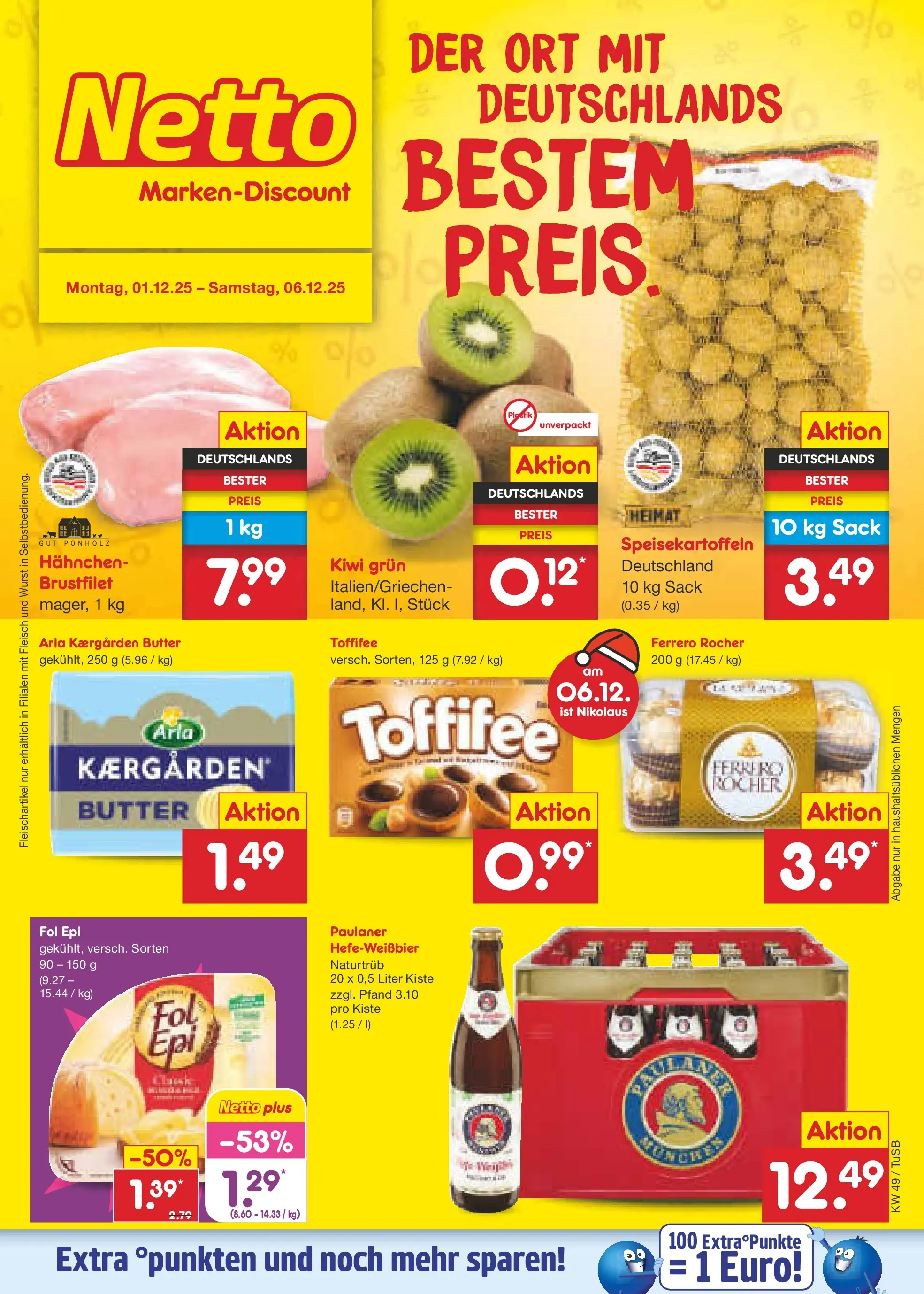 Netto Marken-Discount prospekt Calw-Stammheim	 (ab 30.11.2025) » Angebote | Seite: 1 | Produkte: Ferrero rocher, Wurst, Kiwi, Fleisch