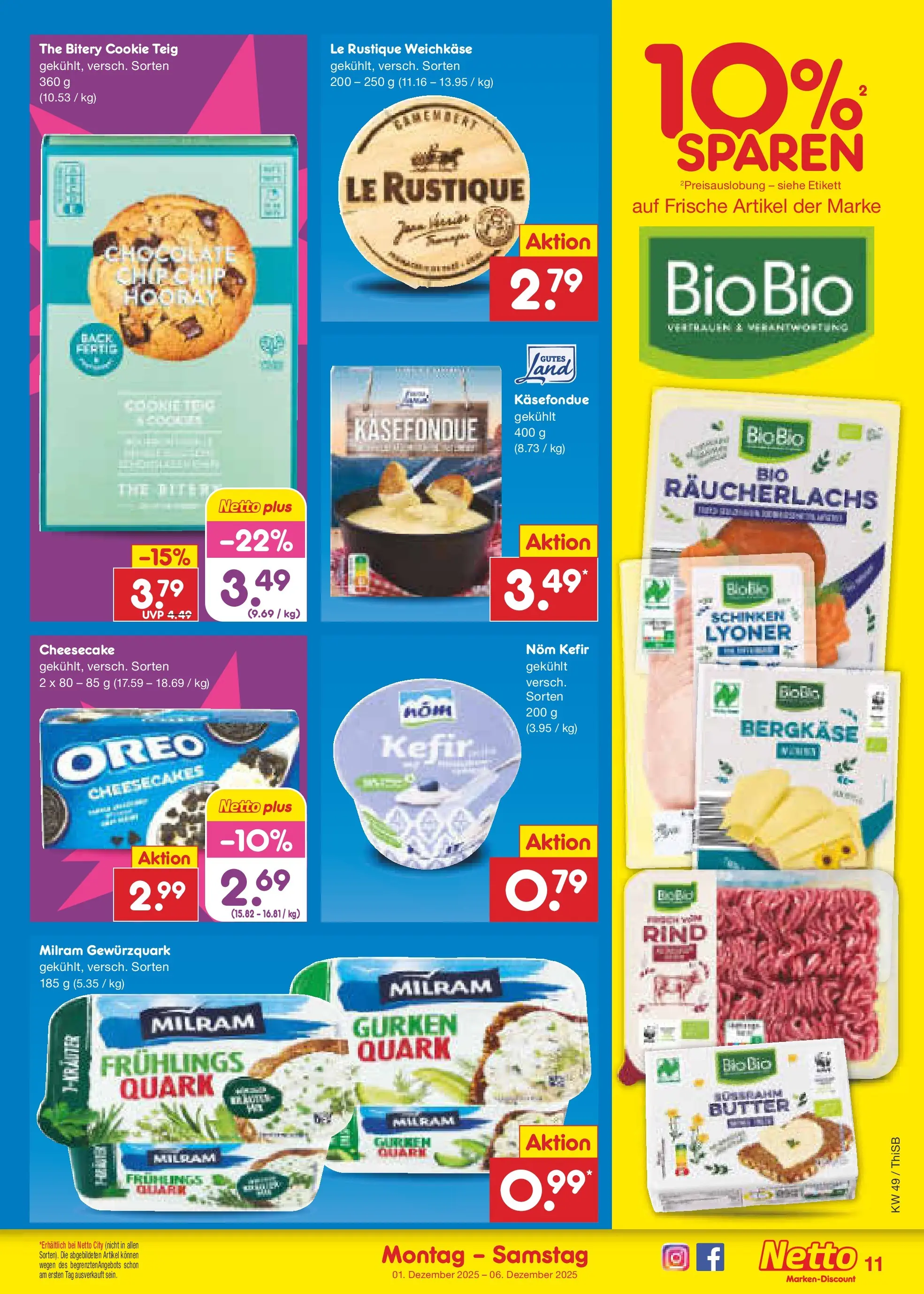 Netto Marken-Discount prospekt Pirna	 (ab 30.11.2025) » Angebote | Seite: 11 | Produkte: Kefir, Räucherlachs, Schinken, Gurken