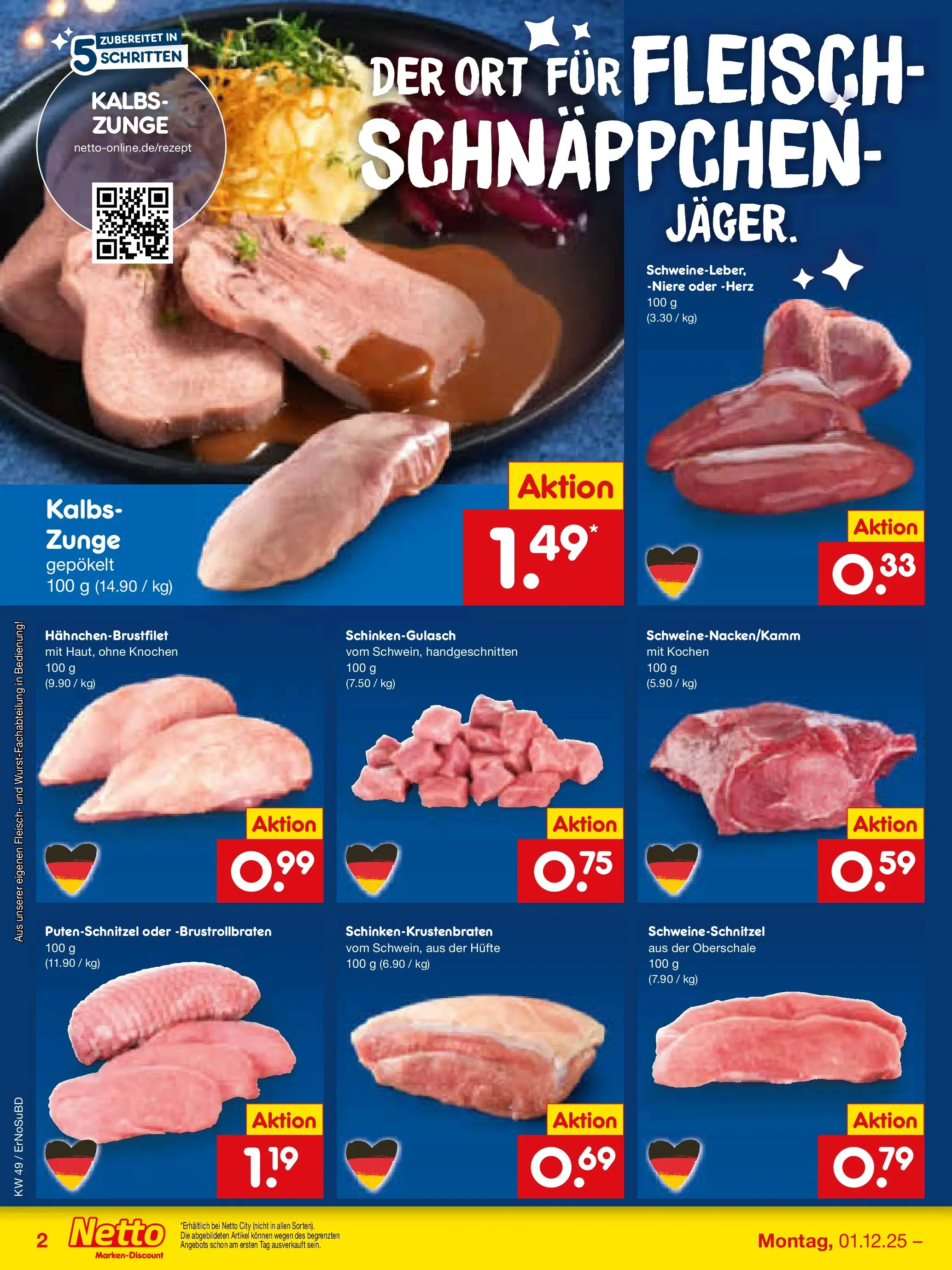 Netto Marken-Discount prospekt Nordhausen	 (ab 30.11.2025) » Angebote | Seite: 12 | Produkte: Putenschnitzel, Fleisch