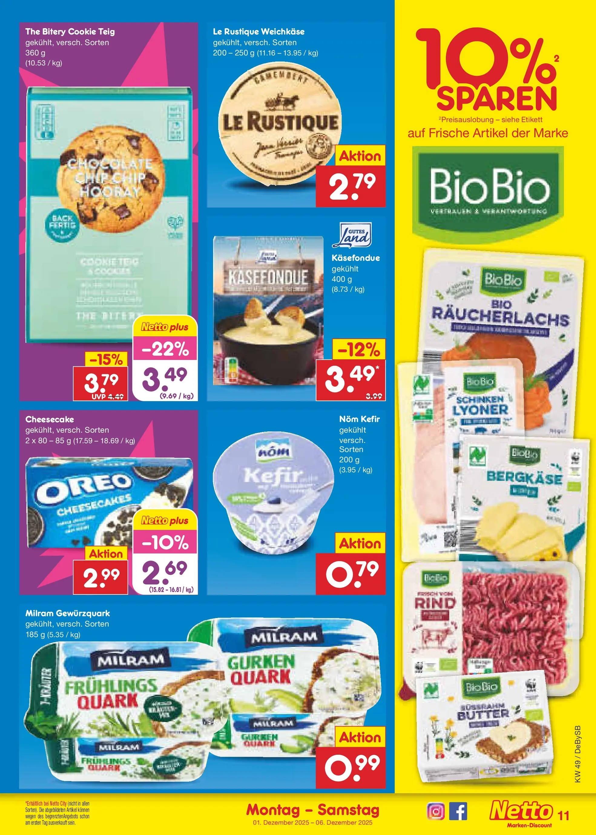 Netto Marken-Discount prospekt Thierhaupten	 (ab 30.11.2025) » Angebote | Seite: 11 | Produkte: Quark, Butter, Milram, Gurken