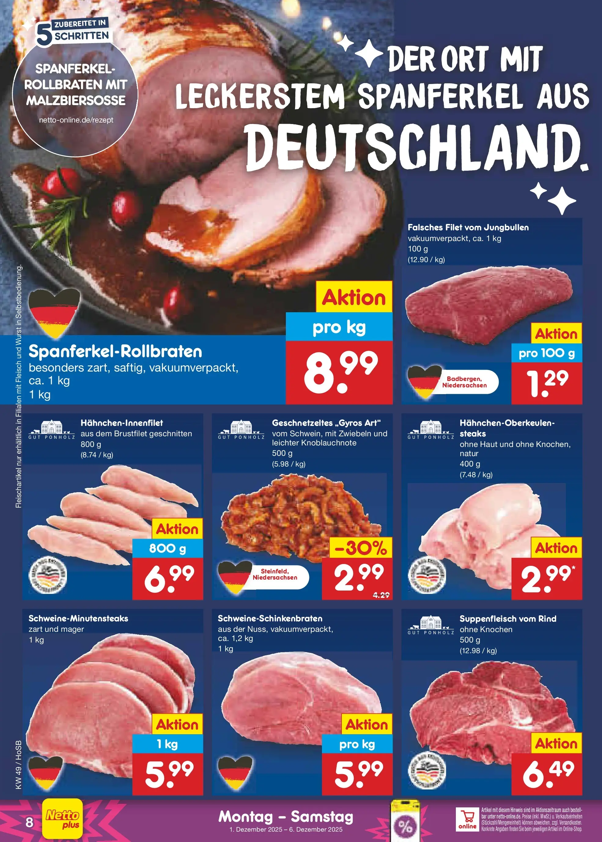 Netto Marken-Discount prospekt Braunschweig-Lamme (ab 01.12.2025) » Angebote | Seite: 8 | Produkte: Zwiebeln, Suppenfleisch, Wurst, Fleisch Netto Marken-Discount prospekt Braunschweig-Lamme (ab 01.12.2025) » Angebote | Seite: 8 | Produkte: Zwiebeln, Suppenfleisch, Wurst, Fleisch