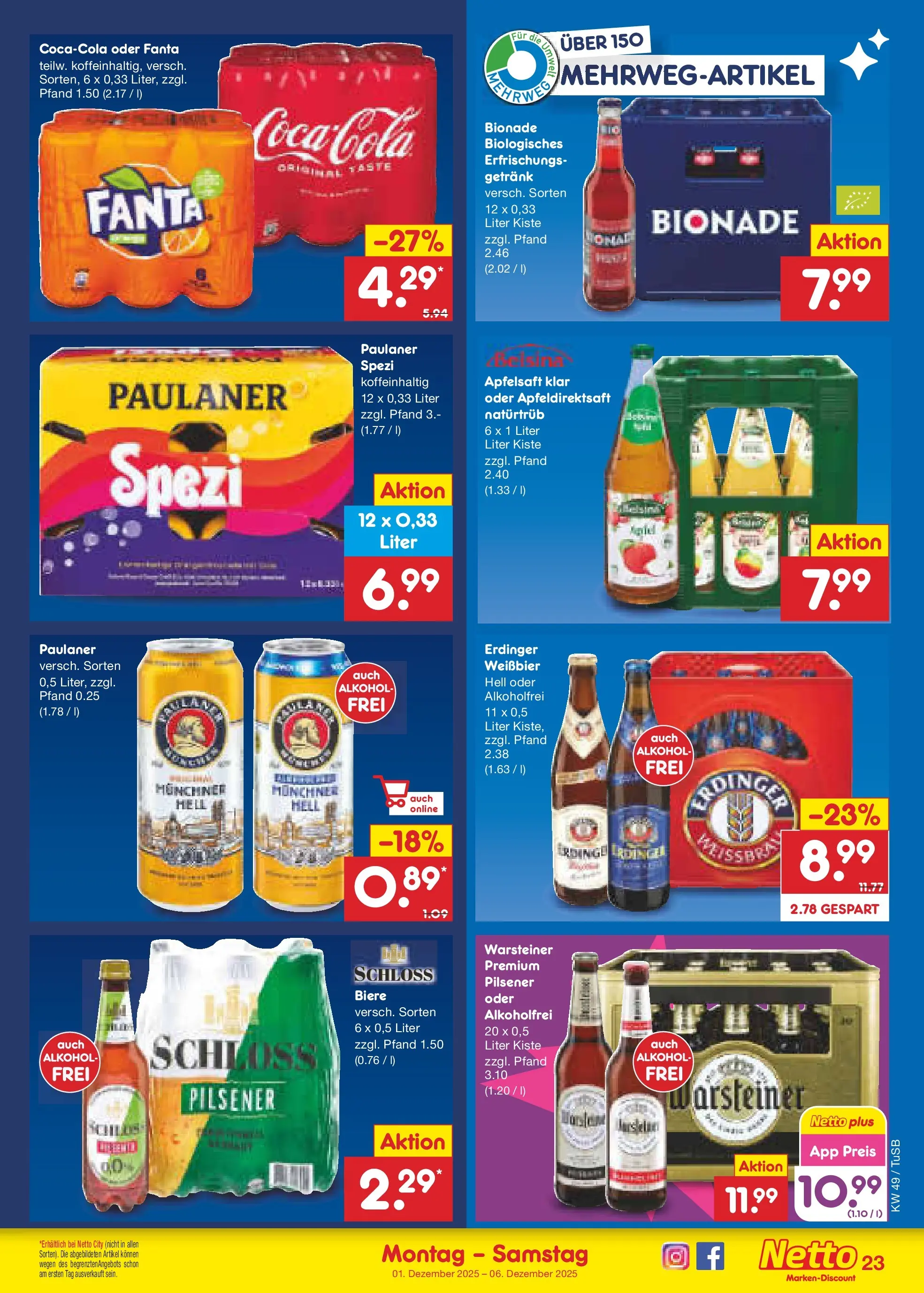 Netto Marken-Discount prospekt Calw-Stammheim	 (ab 30.11.2025) » Angebote | Seite: 25 | Produkte: Coca cola, Cola, Paulaner spezi, Paulaner