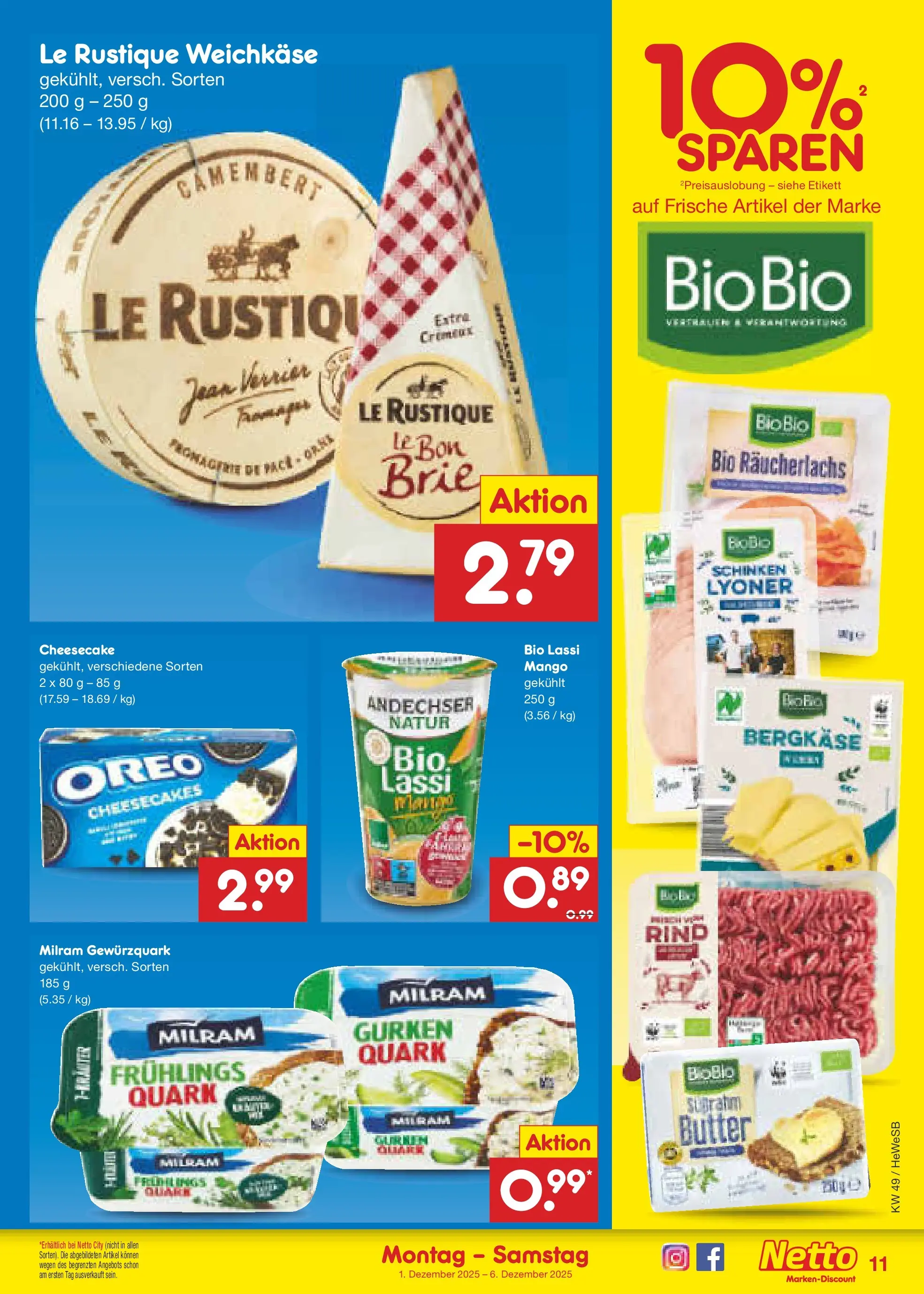 Netto Marken-Discount prospekt Brietlingen	 (ab 01.12.2025) » Angebote | Seite: 11 | Produkte: Räucherlachs, Mango, Schinken, Gurken