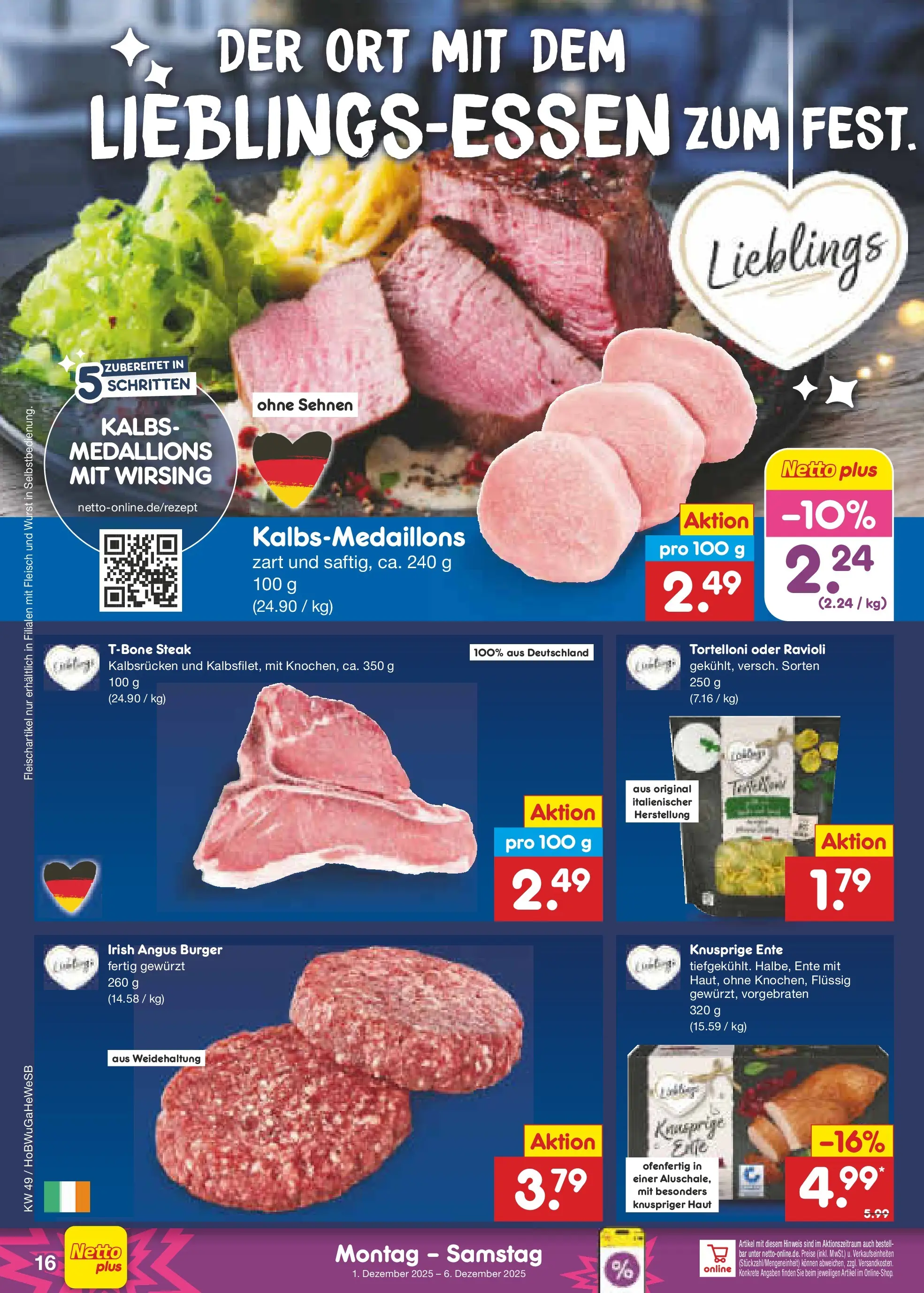 Netto Marken-Discount prospekt Bovenden	 (ab 01.12.2025) » Angebote | Seite: 18 | Produkte: Burger, Wurst, Fleisch, Ente