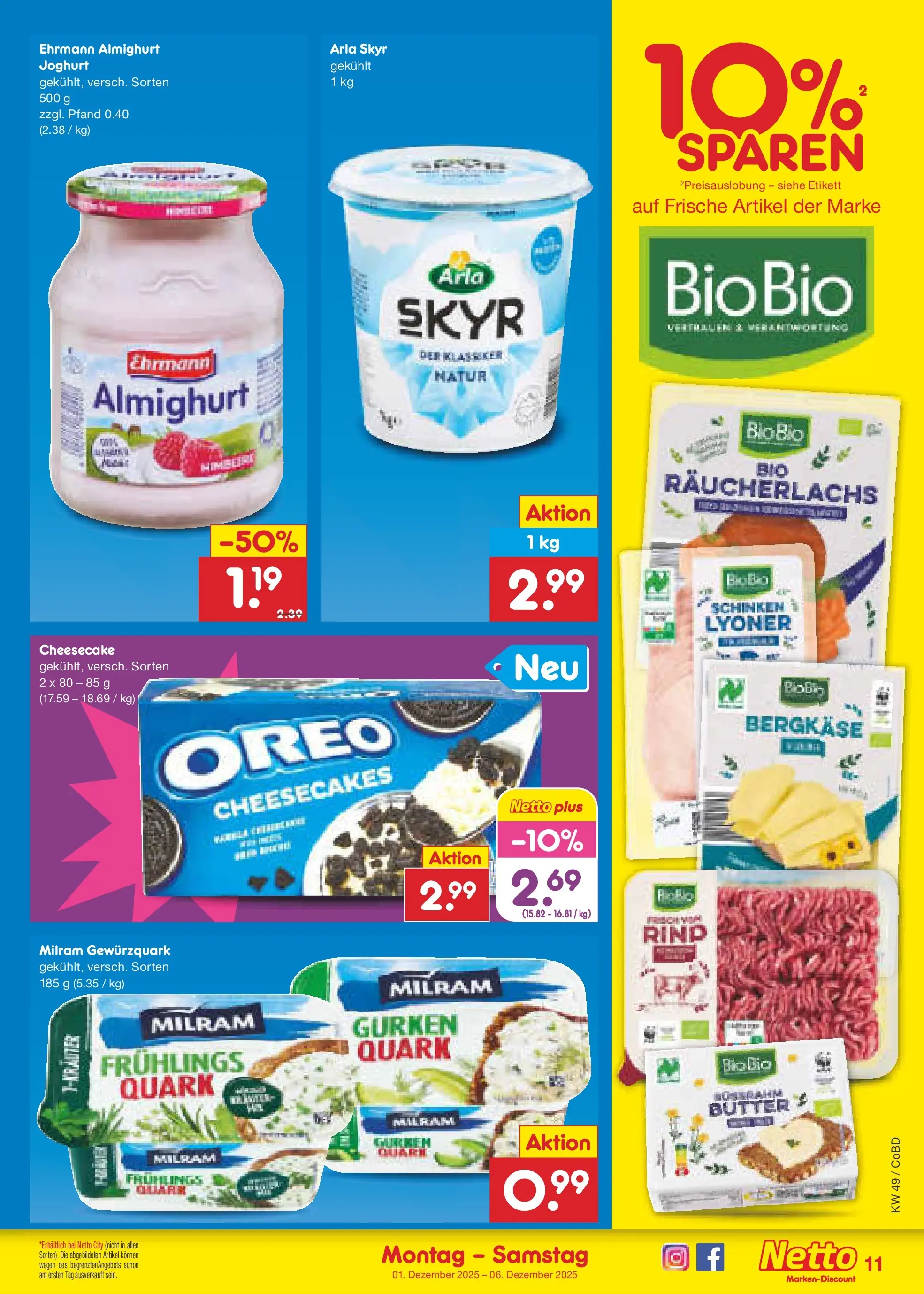 Netto Marken-Discount prospekt Delitzsch	 (ab 01.12.2025) » Angebote | Seite: 11 | Produkte: Ehrmann almighurt, Quark, Joghurt, Räucherlachs