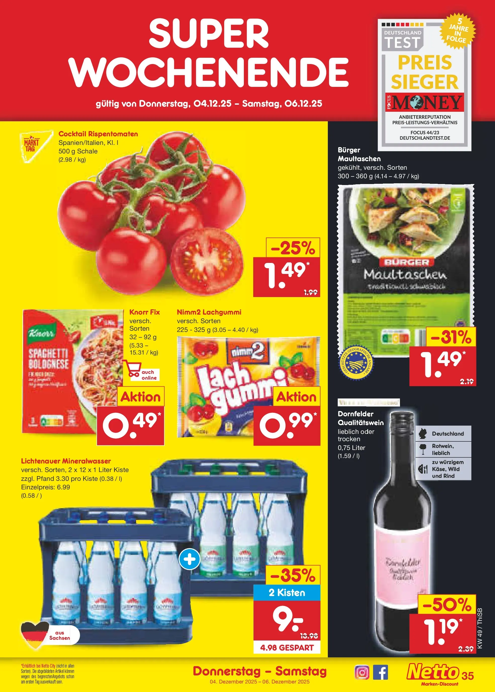 Netto Marken-Discount prospekt Pirna	 (ab 30.11.2025) » Angebote | Seite: 37 | Produkte: Knorr fix, Burger, Knorr, Maultaschen