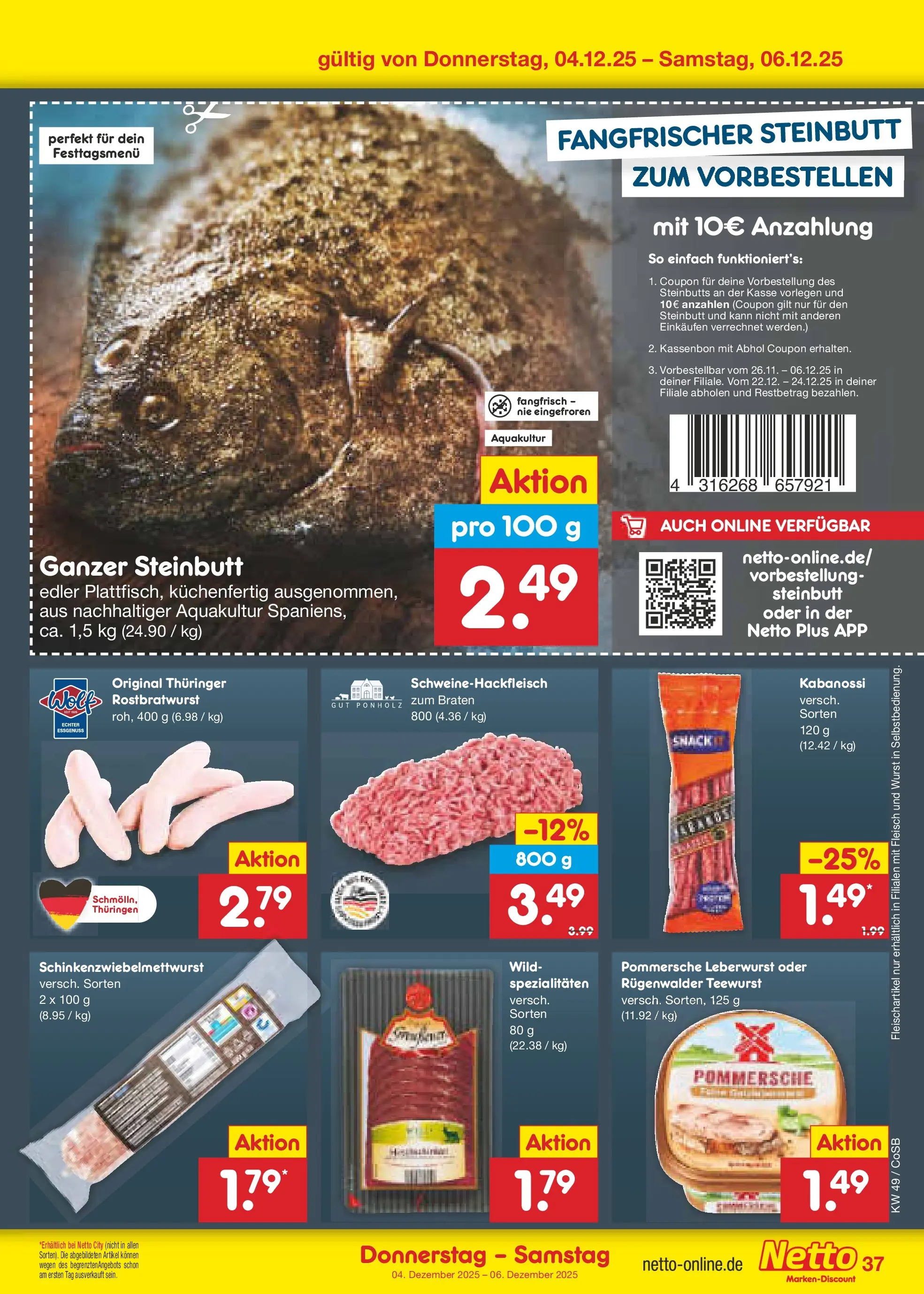 Netto Marken-Discount prospekt Kloster Lehnin	 (ab 01.12.2025) » Angebote | Seite: 39 | Produkte: Wurst, Fleisch