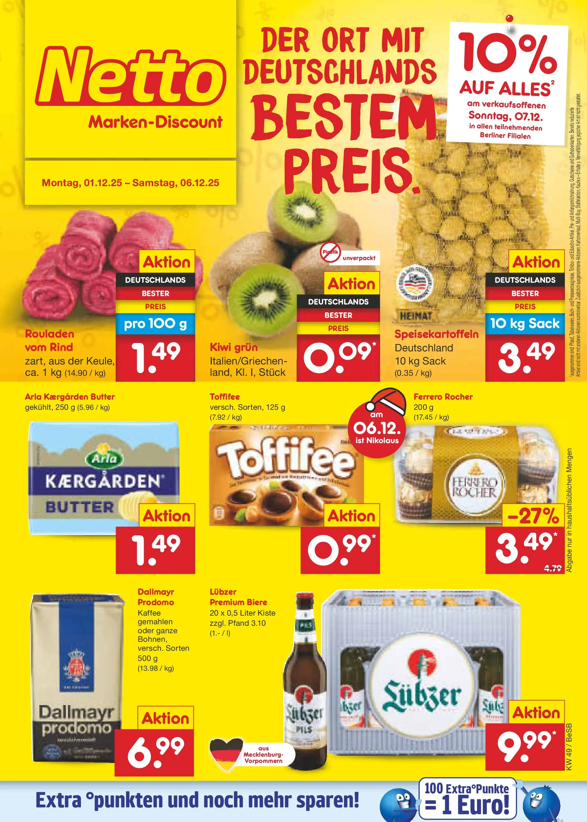 Netto Marken-Discount prospekt Berlin-Spandau	 (ab 01.12.2025) » Angebote | Seite: 1 | Produkte: Ferrero rocher, Pils, Toffifee, Lubzer