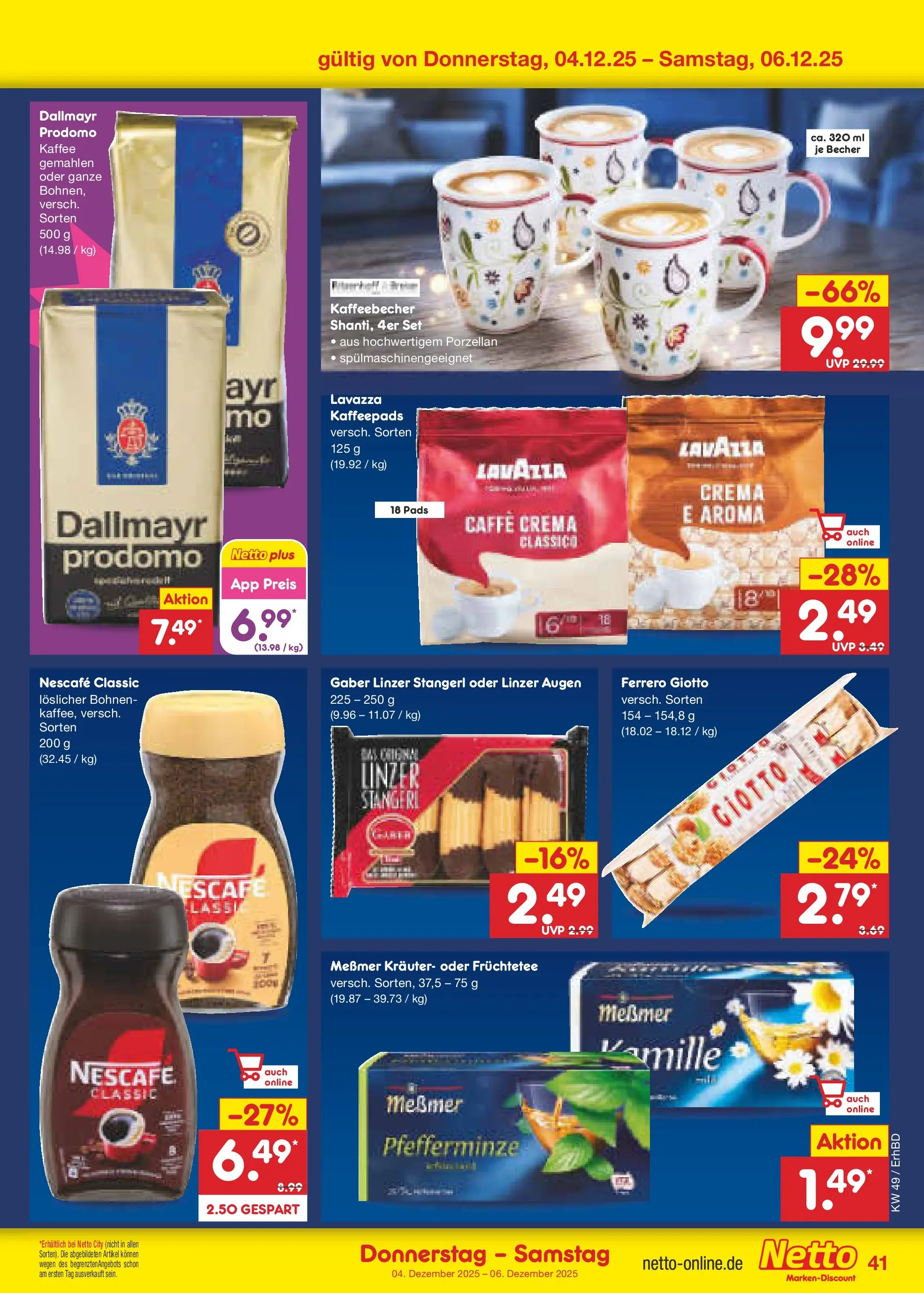 Netto Marken-Discount prospekt Ergolding	 (ab 01.12.2025) » Angebote | Seite: 43 | Produkte: Lavazza, Nescafe, Dallmayr, Nescafe classic