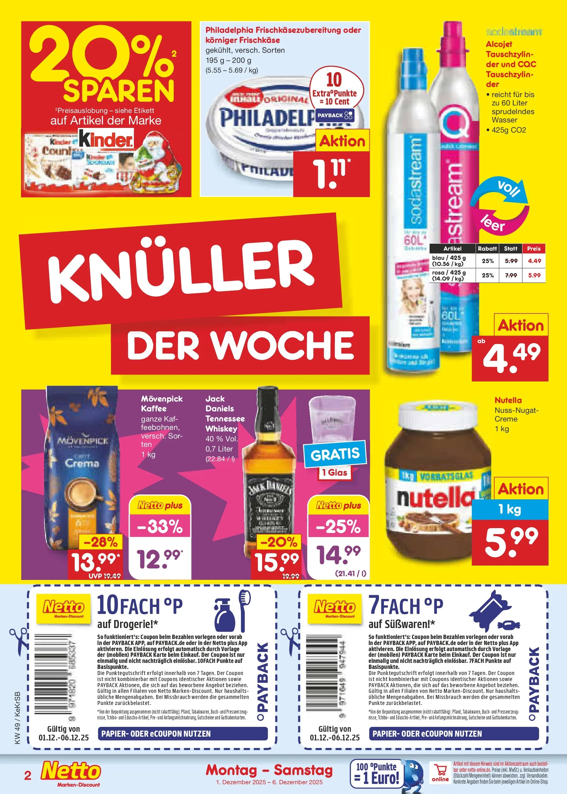 Netto Marken-Discount prospekt Kruft	 (ab 01.12.2025) » Angebote | Seite: 2 | Produkte: Philadelphia, Creme, Nutella, Wasser