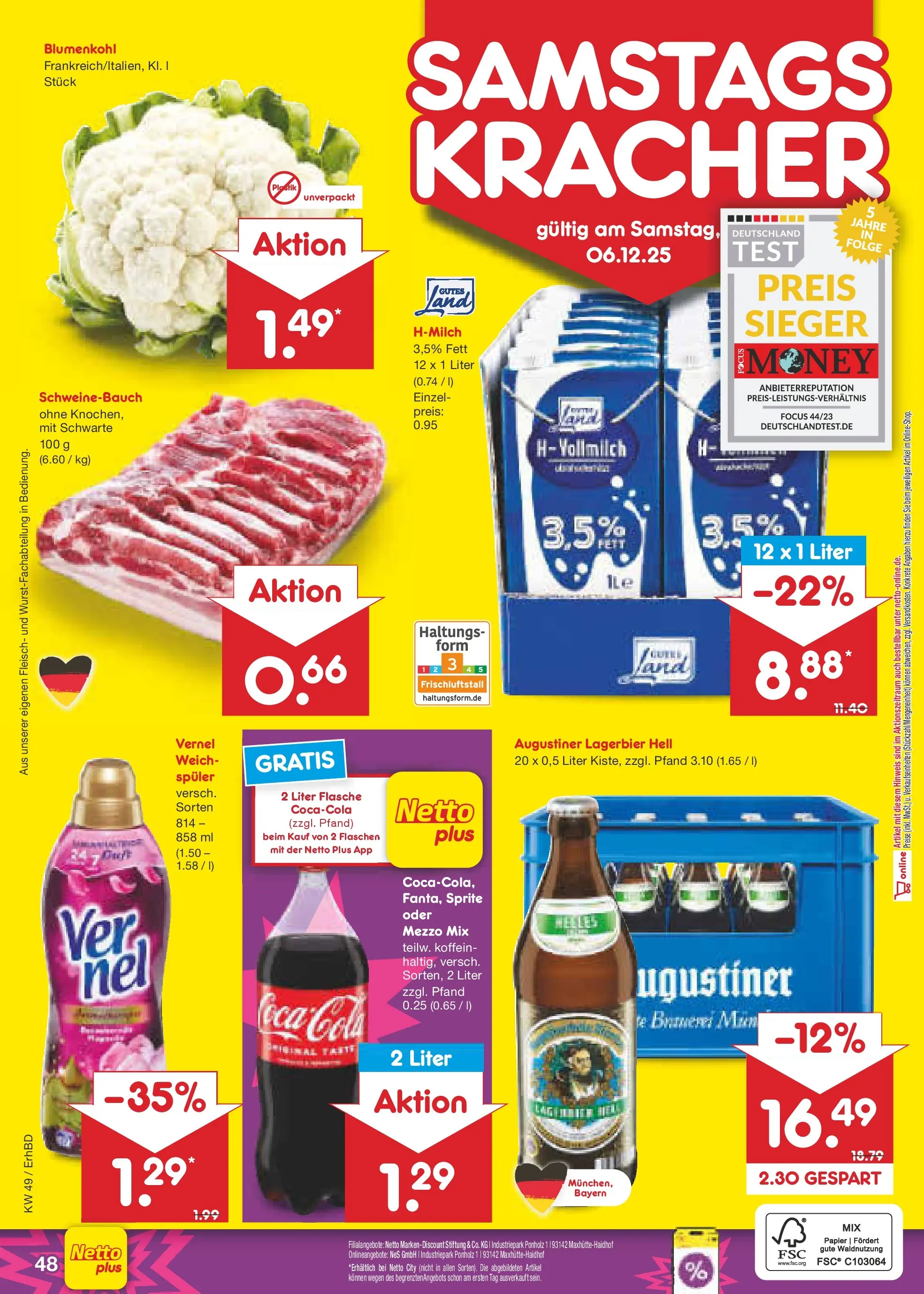 Netto Marken-Discount prospekt Ergolding	 (ab 01.12.2025) » Angebote | Seite: 51 | Produkte: Coca cola, Sprite, Cola, Vernel