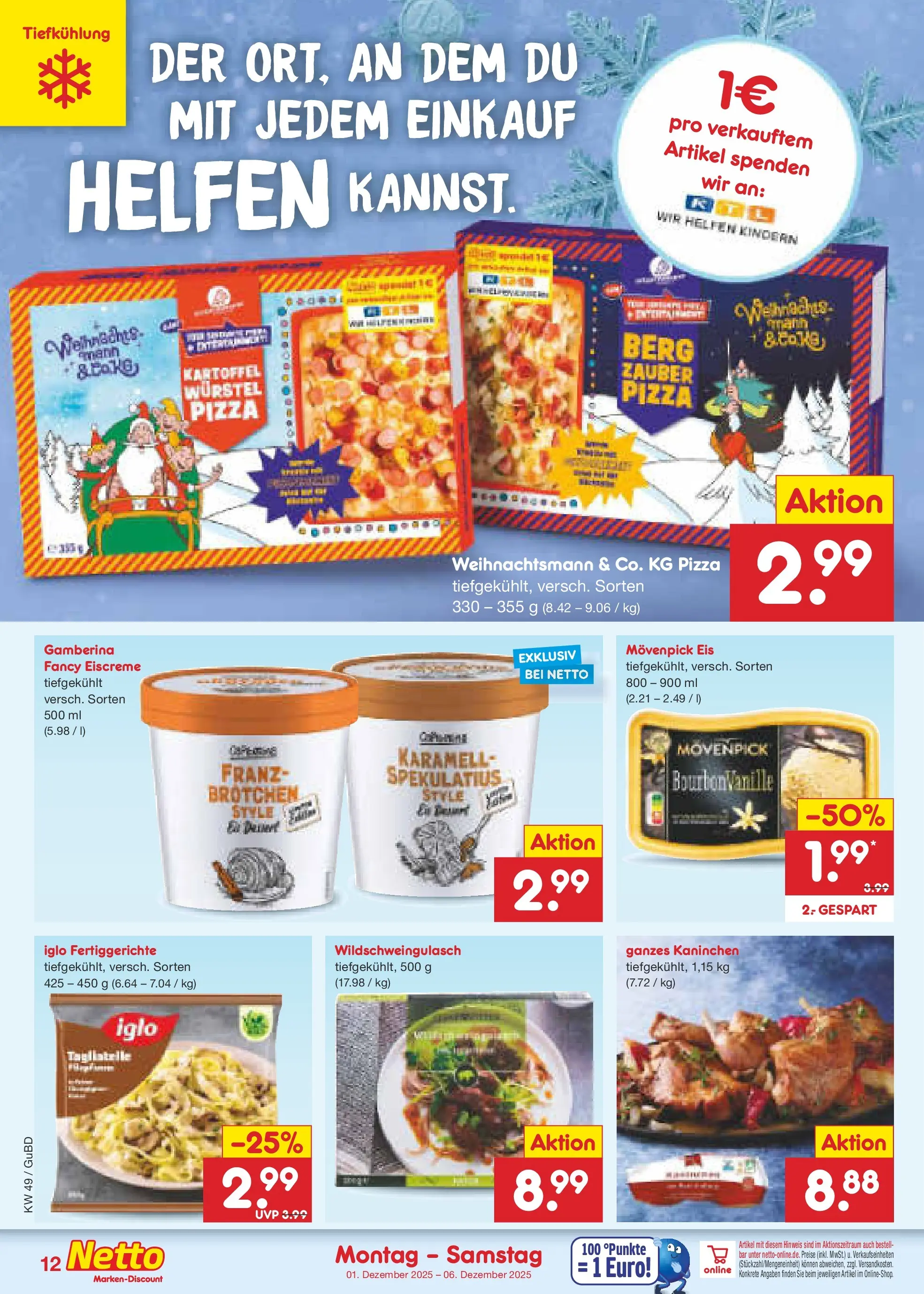 Netto Marken-Discount prospekt Glauchau	 (ab 30.11.2025) » Angebote | Seite: 12 | Produkte: Eiscreme, Movenpick eis, Pizza, Eis