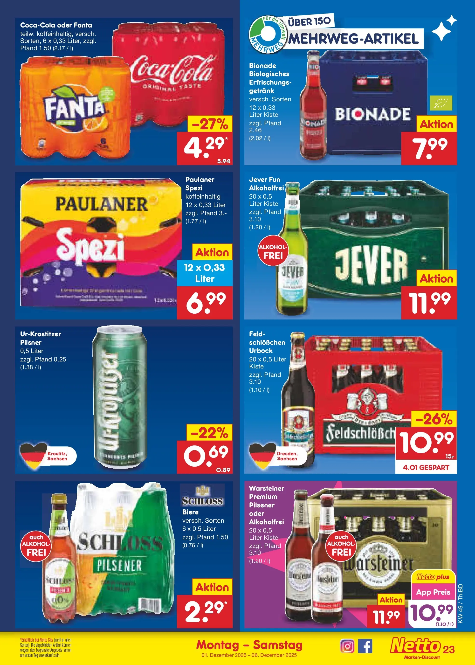 Netto Marken-Discount prospekt Thiendorf	 (ab 30.11.2025) » Angebote | Seite: 25 | Produkte: Coca cola, Cola, Warsteiner, Paulaner