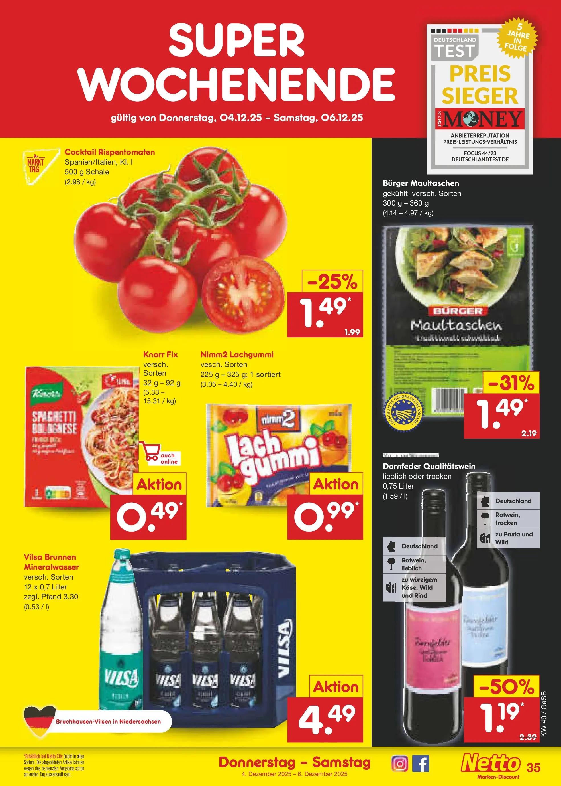 Netto Marken-Discount prospekt Moormerland	 (ab 01.12.2025) » Angebote | Seite: 37 | Produkte: Knorr fix, Knorr, Mineralwasser, Pasta