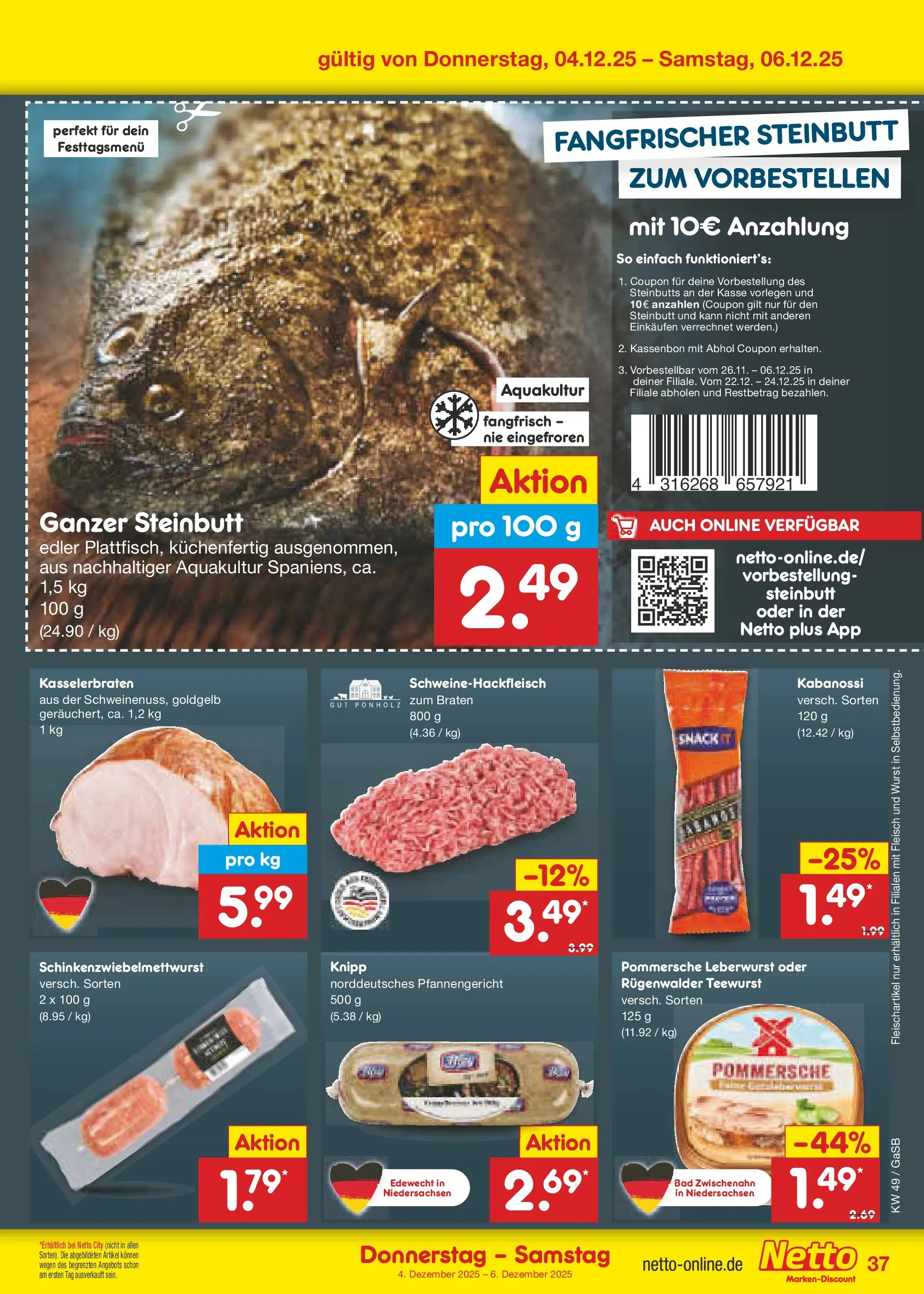 Netto Marken-Discount prospekt Moormerland	 (ab 01.12.2025) » Angebote | Seite: 39 | Produkte: Bad, Wurst, Fleisch