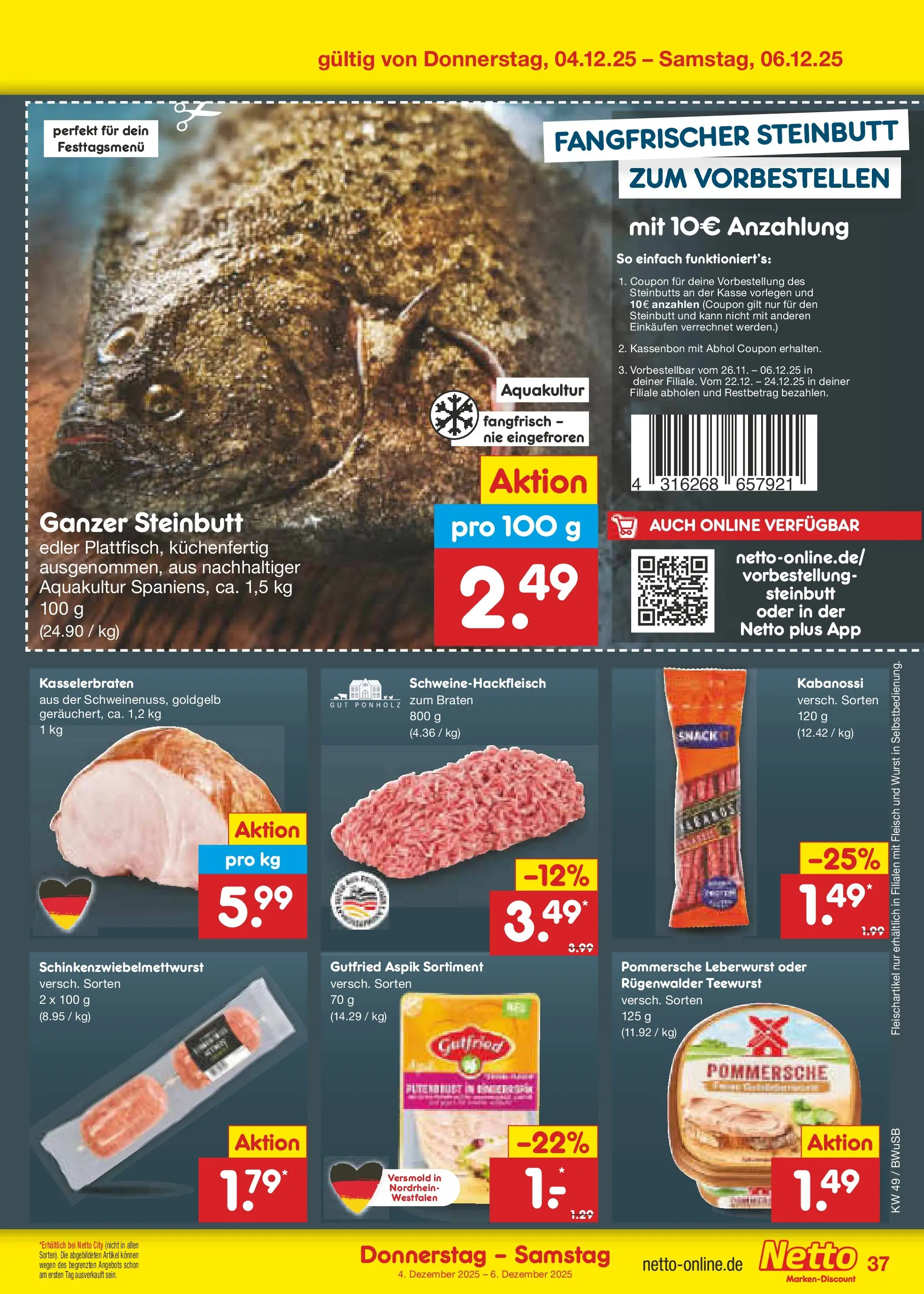 Netto Marken-Discount prospekt Bovenden	 (ab 01.12.2025) » Angebote | Seite: 39 | Produkte: Wurst, Fleisch