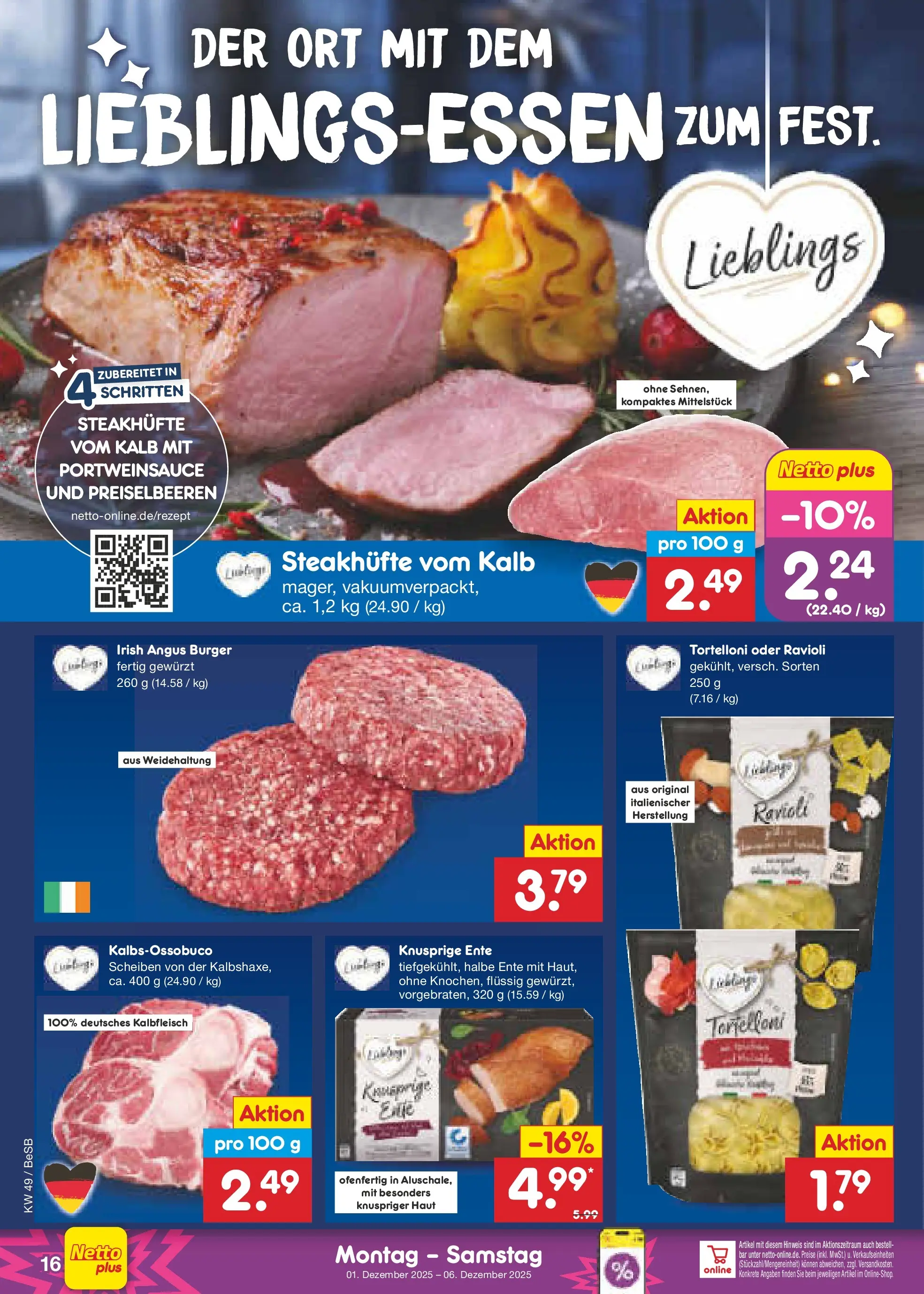 Netto Marken-Discount prospekt Berlin-Spandau	 (ab 01.12.2025) » Angebote | Seite: 18 | Produkte: Burger, Ente