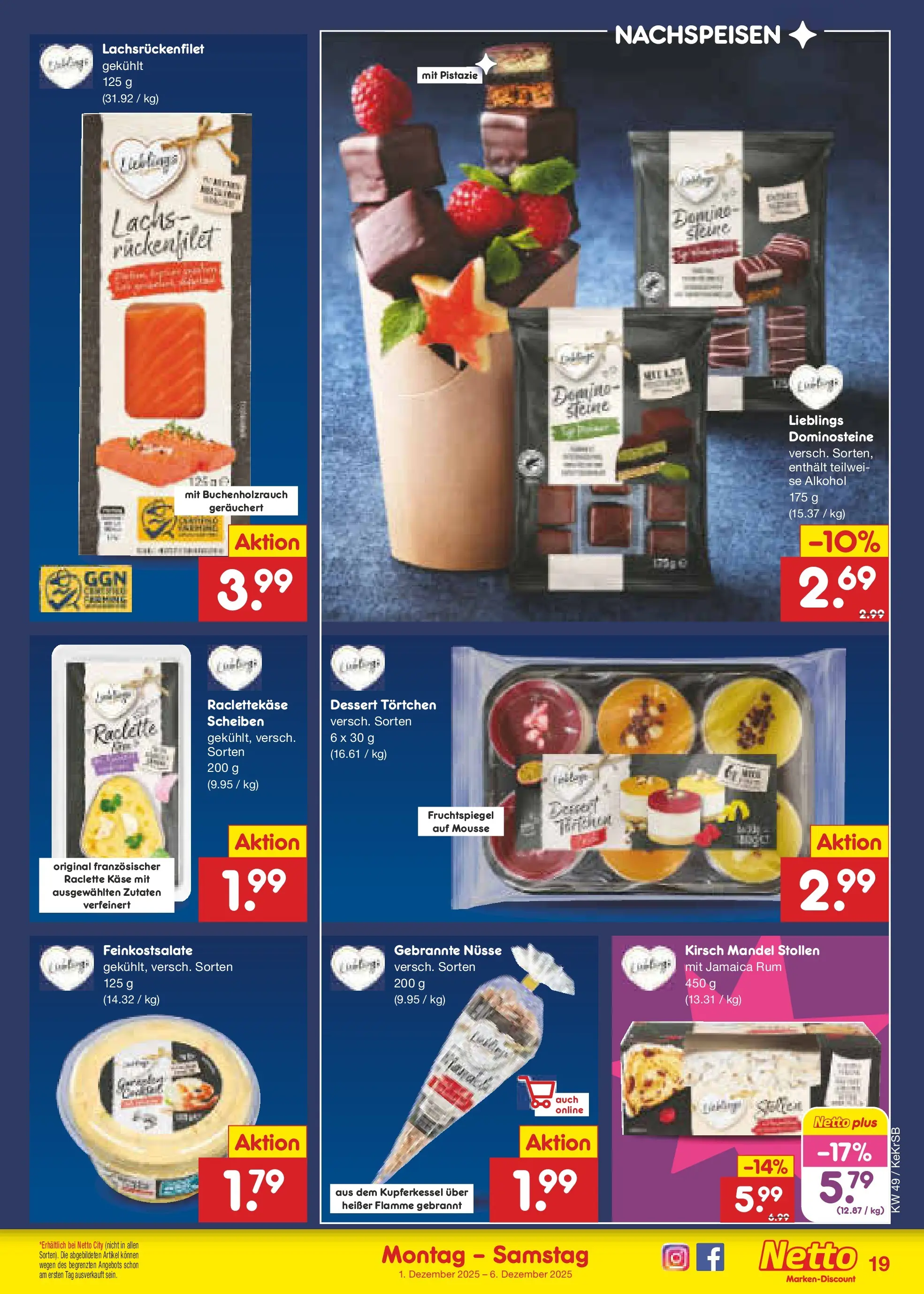 Netto Marken-Discount prospekt Kruft	 (ab 01.12.2025) » Angebote | Seite: 21 | Produkte: Rum, Lachs, Raclette, Nüsse