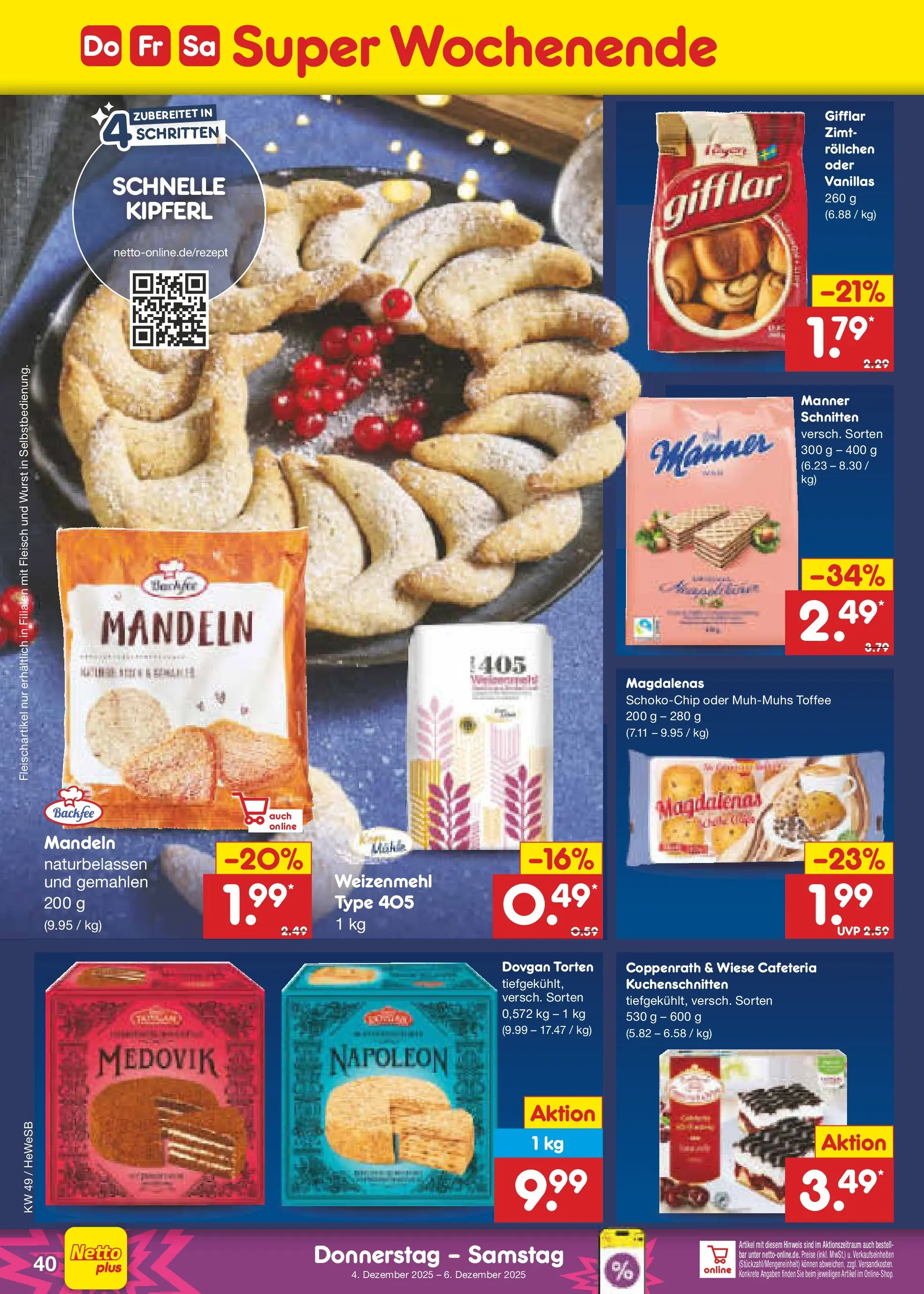 Netto Marken-Discount prospekt Brietlingen	 (ab 01.12.2025) » Angebote | Seite: 42 | Produkte: Weizenmehl, Mandeln, Wurst, Fleisch
