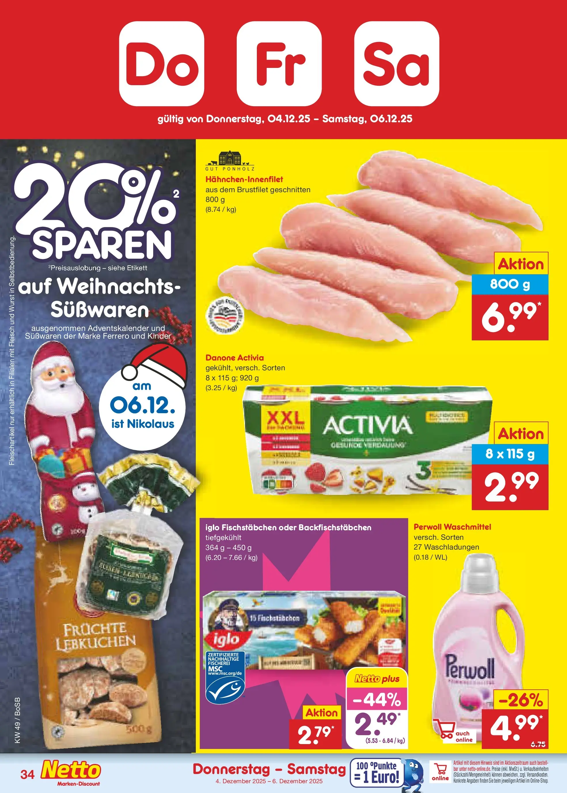 Netto Marken-Discount prospekt Stadtlohn	 (ab 01.12.2025) » Angebote | Seite: 36 | Produkte: Danone activia, Perwoll, Waschmittel, Fleisch
