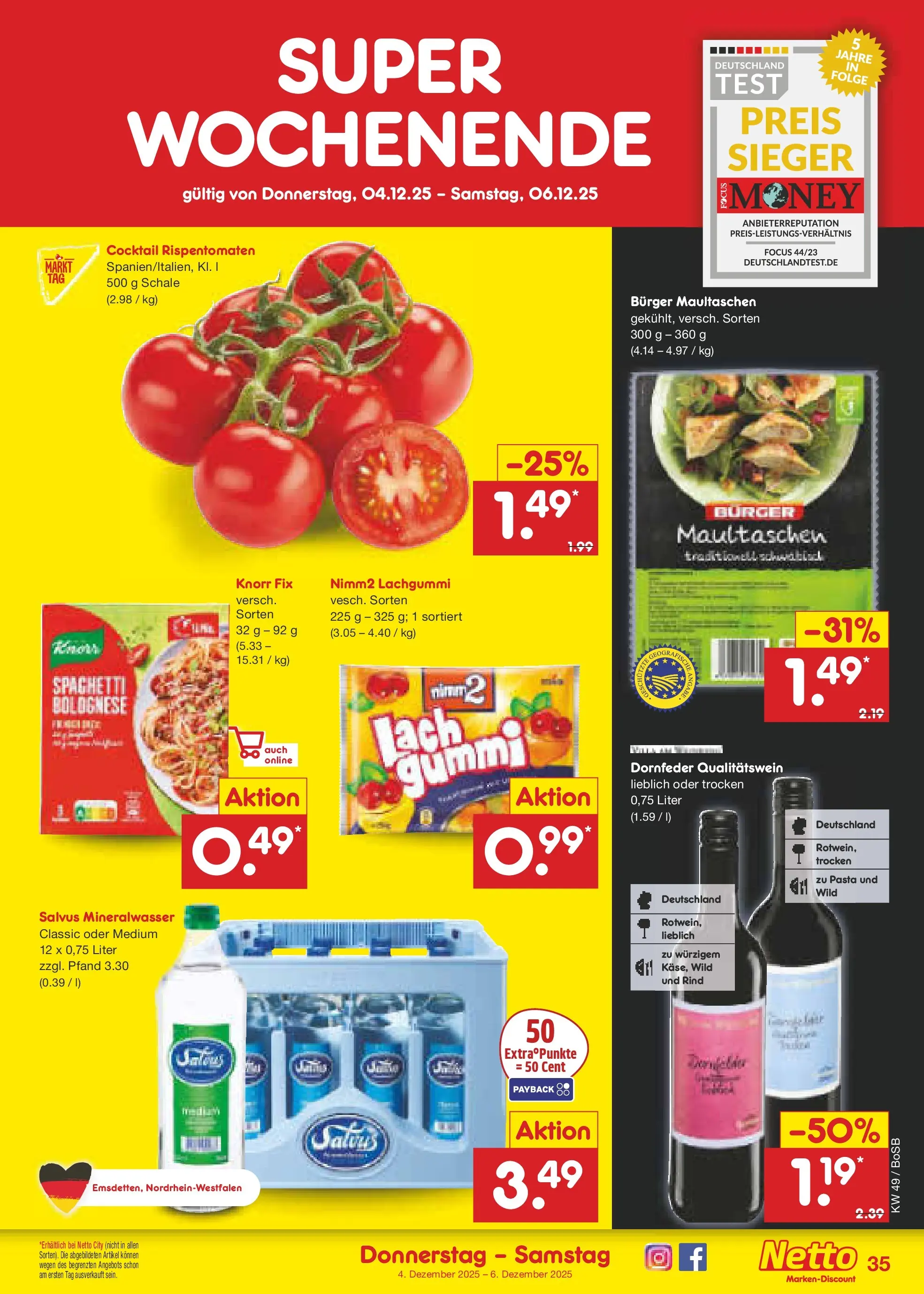 Netto Marken-Discount prospekt Stadtlohn	 (ab 01.12.2025) » Angebote | Seite: 37 | Produkte: Knorr fix, Knorr, Pasta, Maultaschen