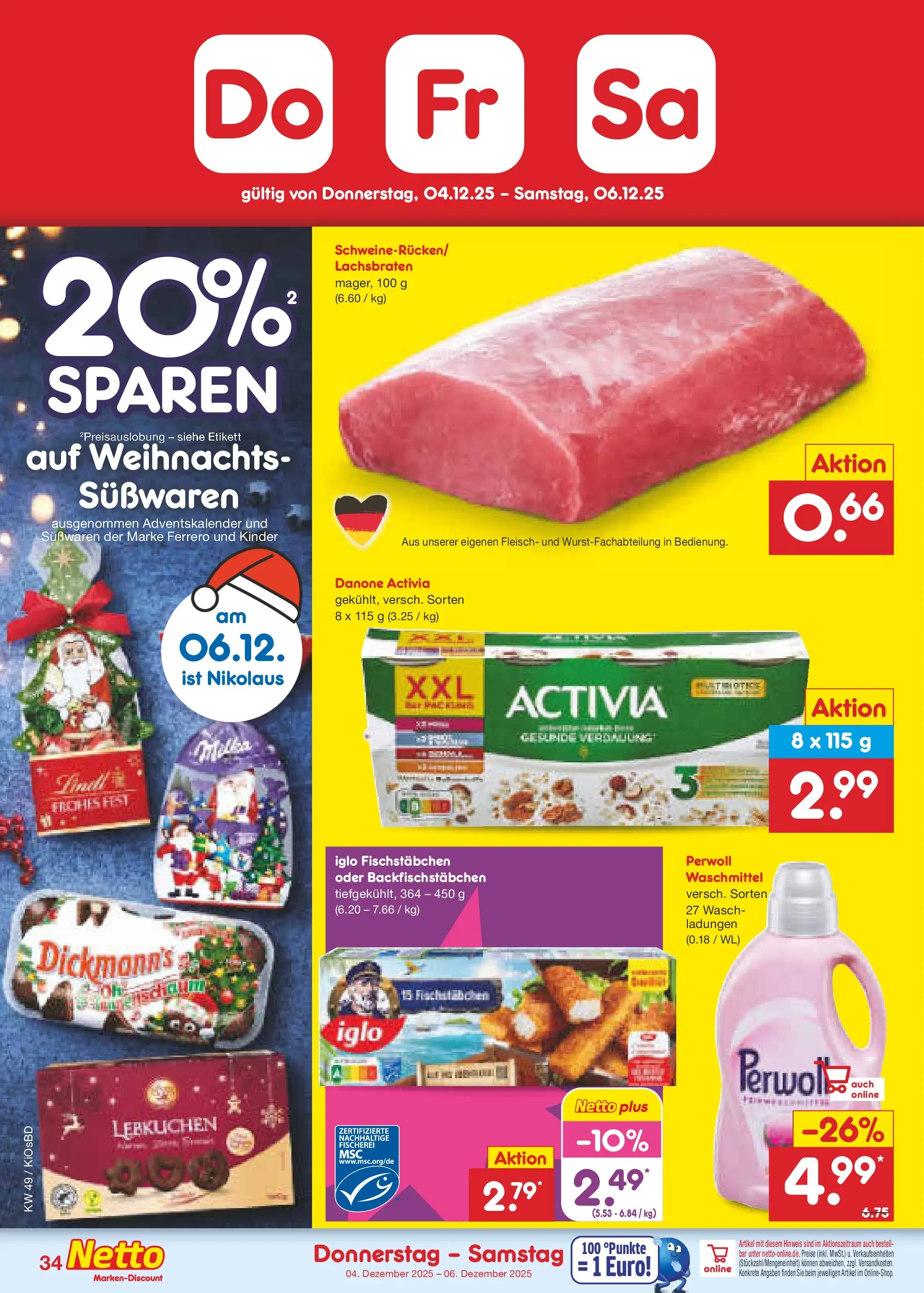 Netto Marken-Discount prospekt Mistelbach	 (ab 01.12.2025) » Angebote | Seite: 36 | Produkte: Activia, Iglo, Perwoll, Waschmittel