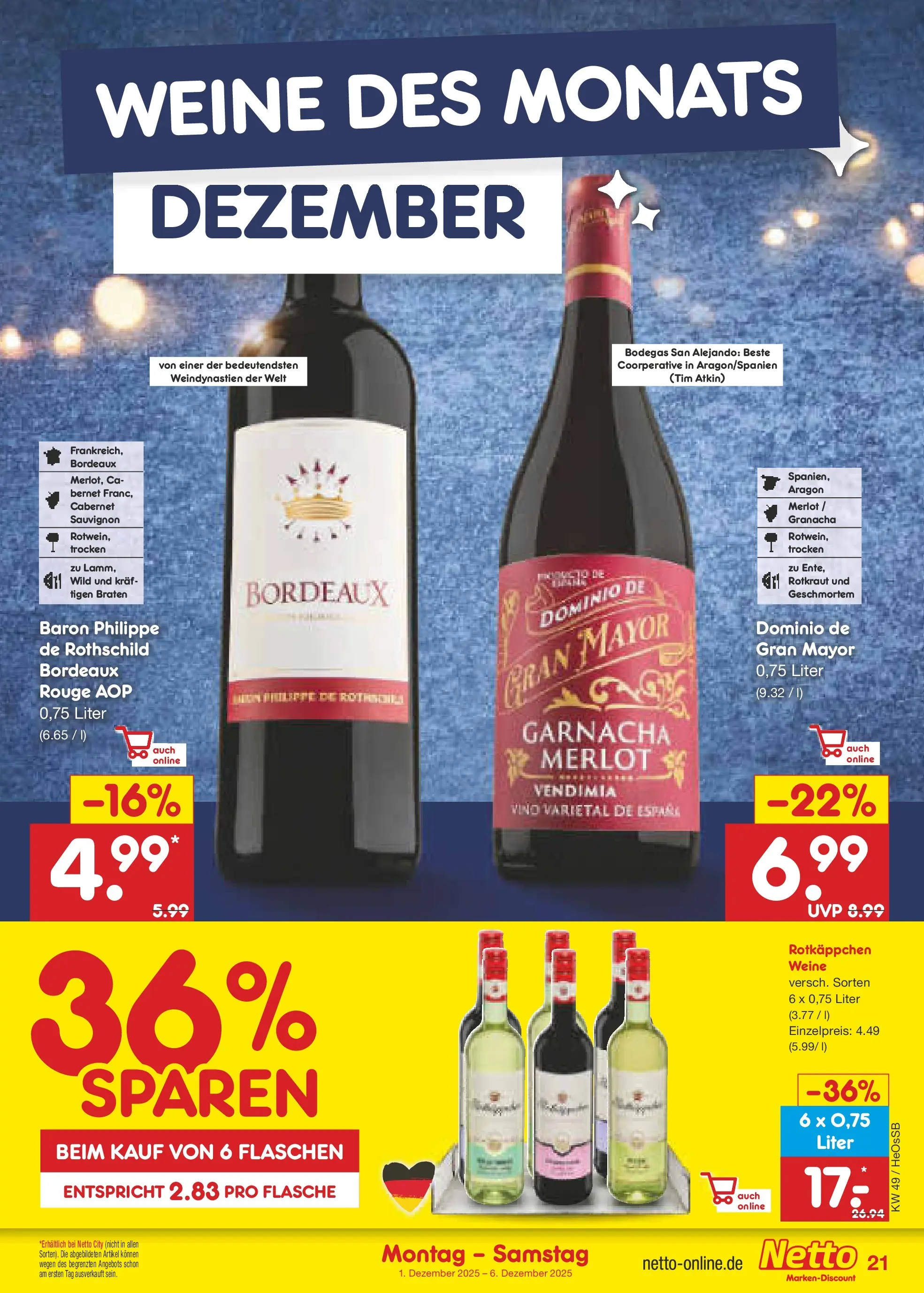 Netto Marken-Discount prospekt Kröpelin	 (ab 01.12.2025) » Angebote | Seite: 23 | Produkte: Merlot, Rouge, Rotkäppchen