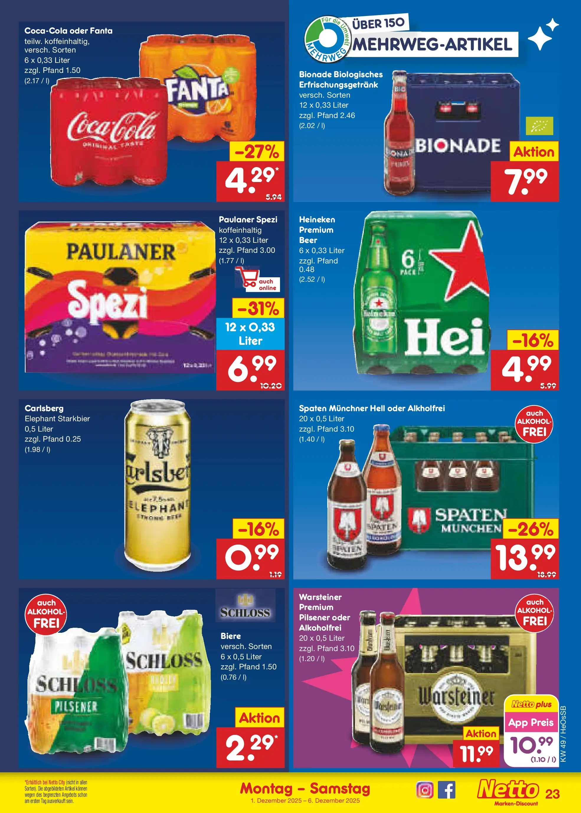 Netto Marken-Discount prospekt Kröpelin	 (ab 01.12.2025) » Angebote | Seite: 25 | Produkte: Fanta, Cola, Bionade, Heineken